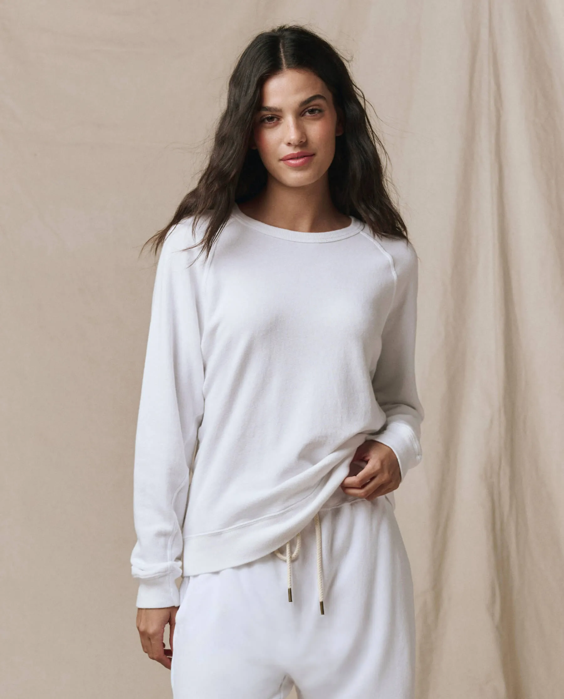 The Rookie Sweatshirt. Solid -- True White sold by THE GREAT.