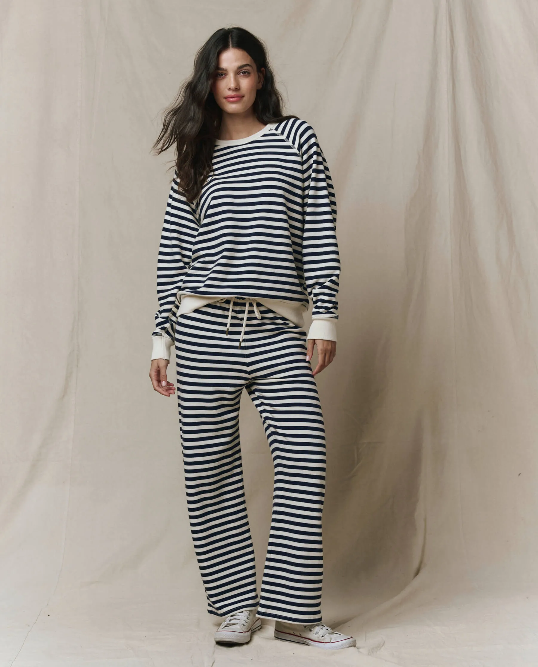 The Lap Sweatpant. -- Navy Sailor Stripe sold by THE GREAT. product image thumbnail 2