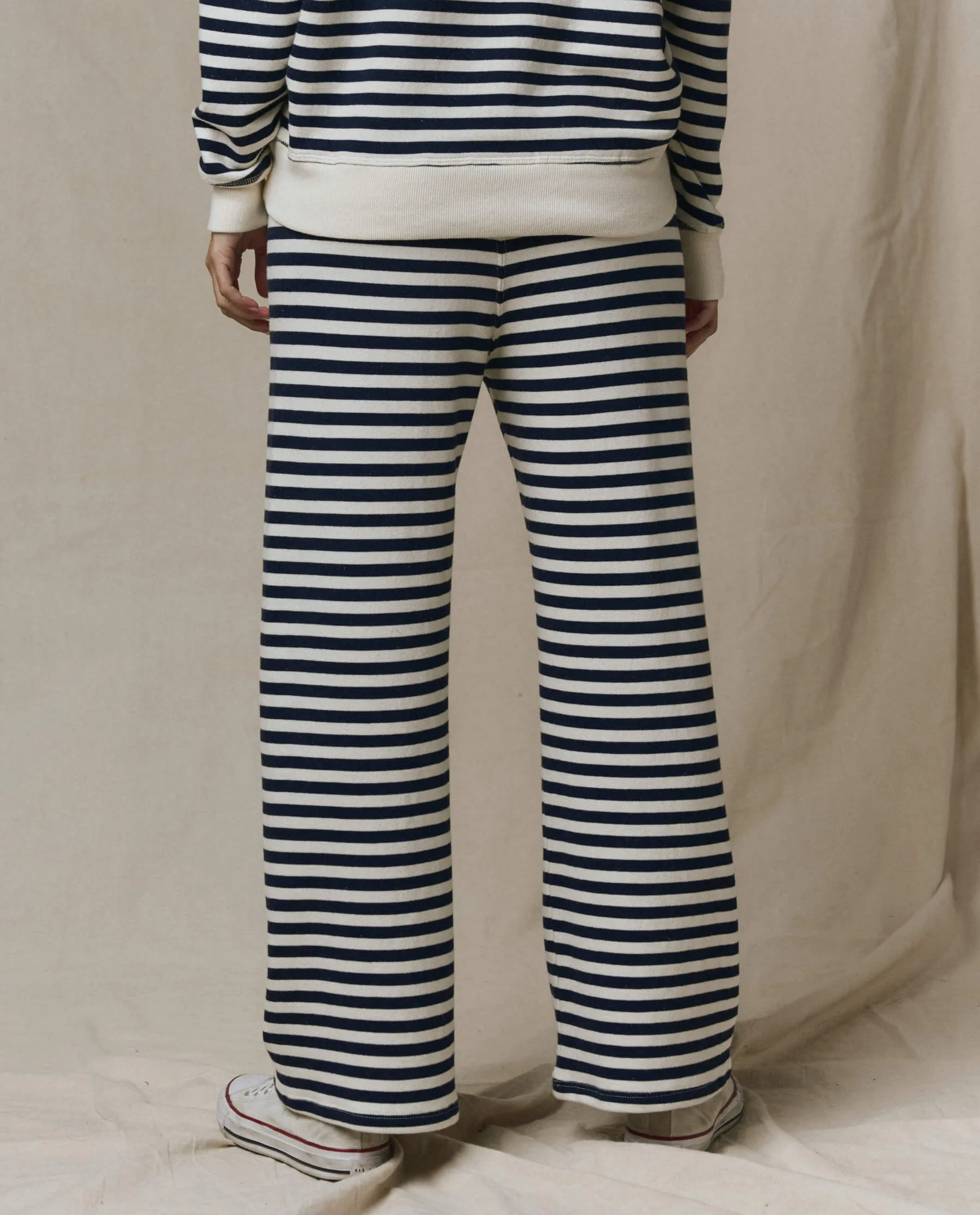 The Lap Sweatpant. -- Navy Sailor Stripe sold by THE GREAT. product image thumbnail 5