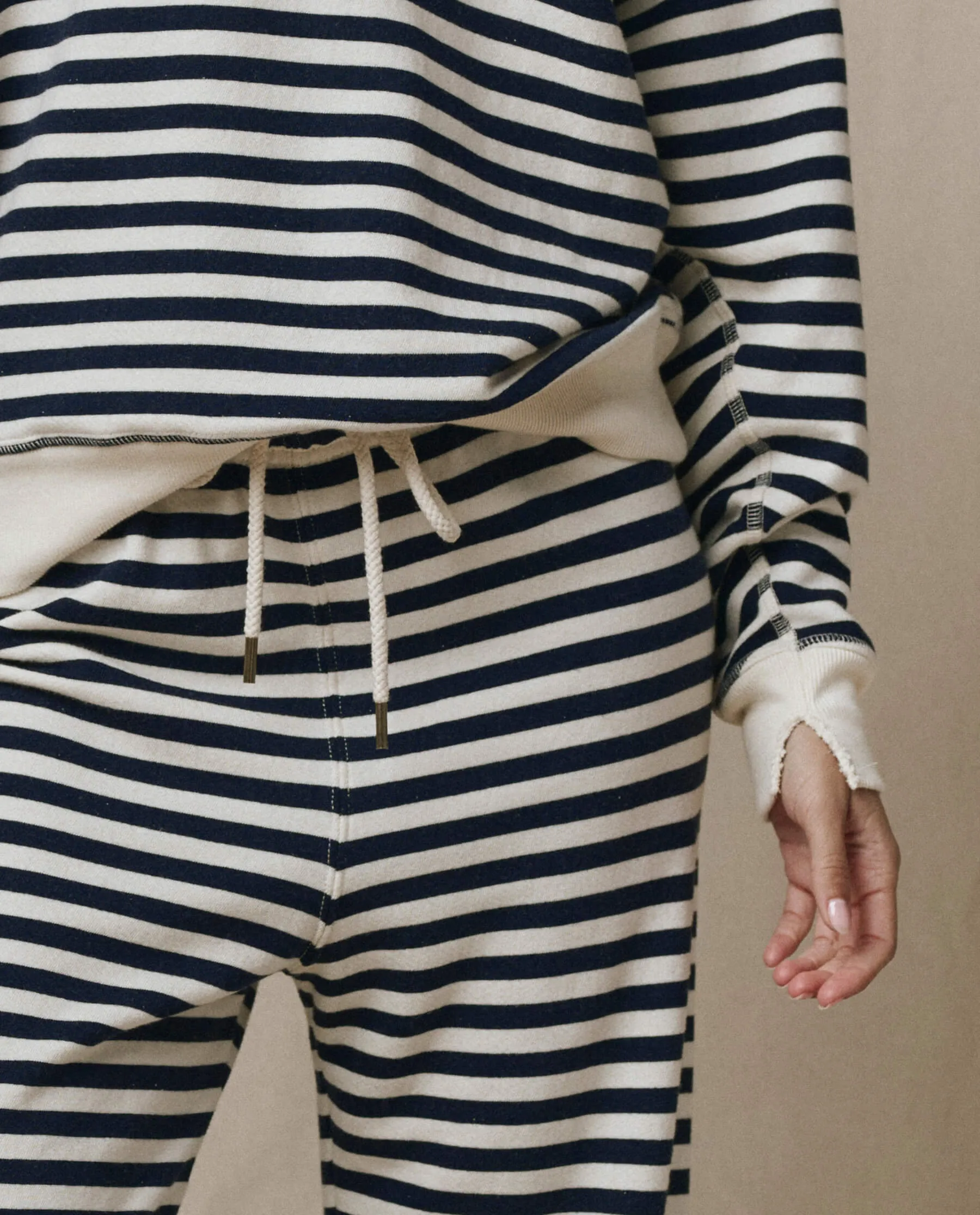 The Lap Sweatpant. -- Navy Sailor Stripe sold by THE GREAT. product image thumbnail 3