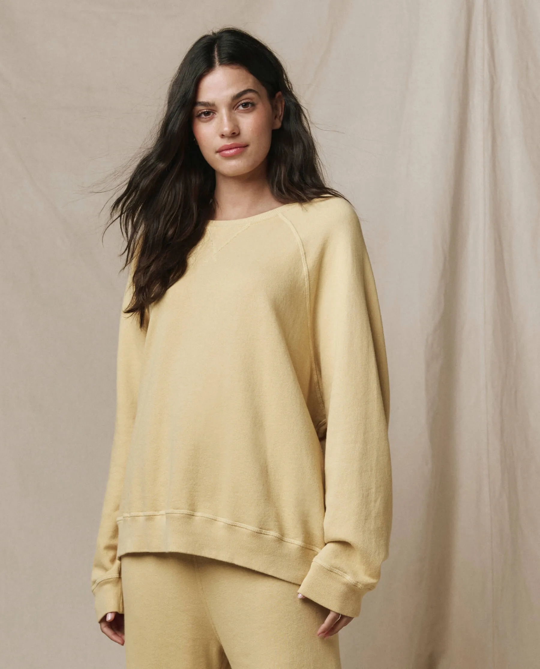 The Slouch Sweatshirt. Solid -- Butter Yellow sold by THE GREAT. product image thumbnail 3