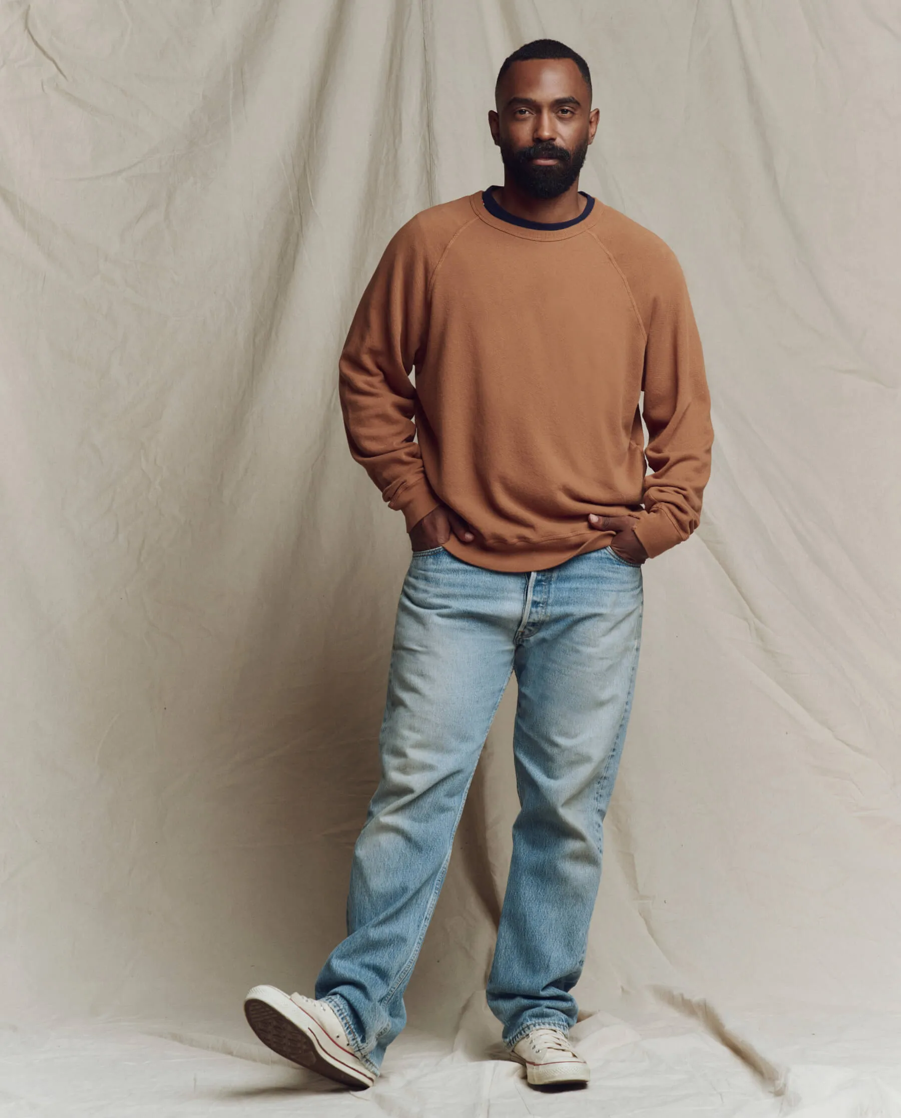 The Men's College Sweatshirt. Solid -- Rust sold by THE GREAT. product image thumbnail 3