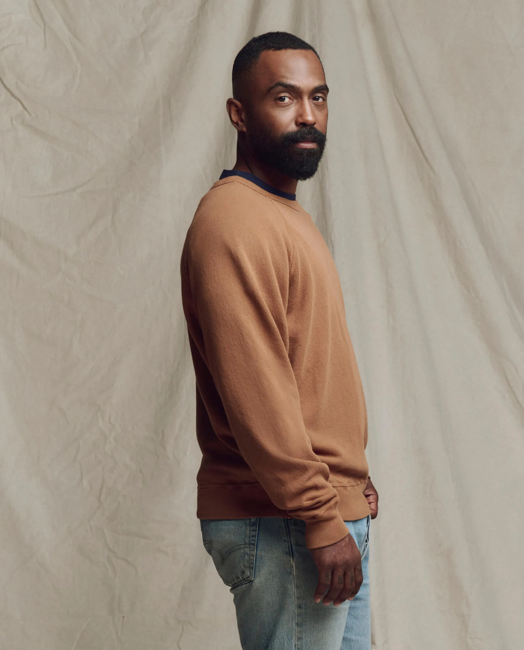 The Men's College Sweatshirt. Solid -- Rust sold by THE GREAT. product image thumbnail 4