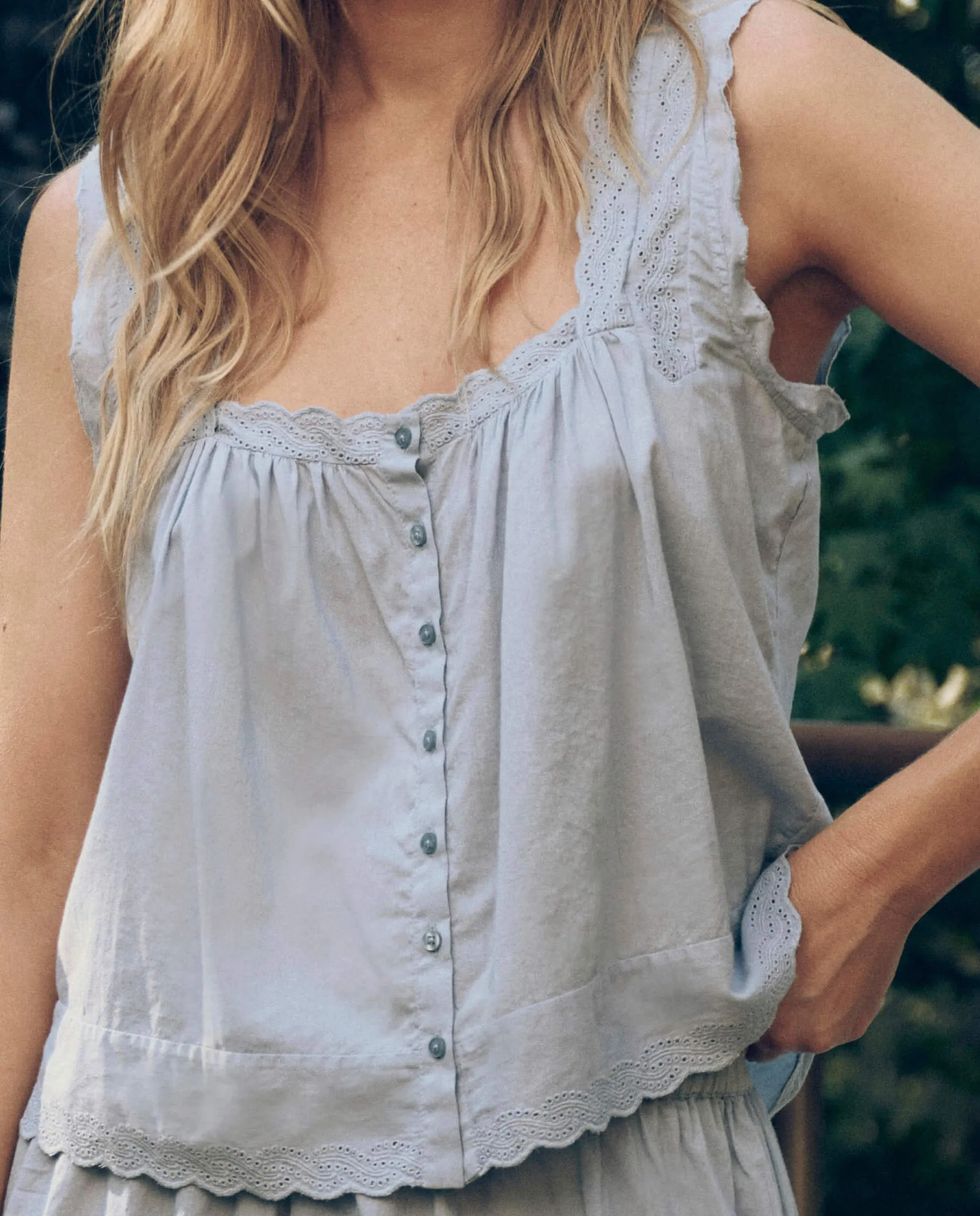 The Eyelet Tank. -- Rainwater sold by THE GREAT. product image thumbnail 2