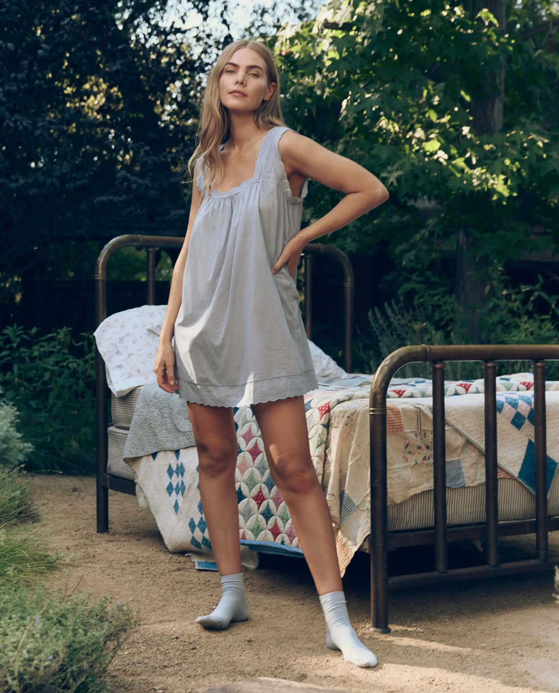 The Eyelet Mini Tank Dress. -- Rainwater sold by THE GREAT. product image thumbnail 2