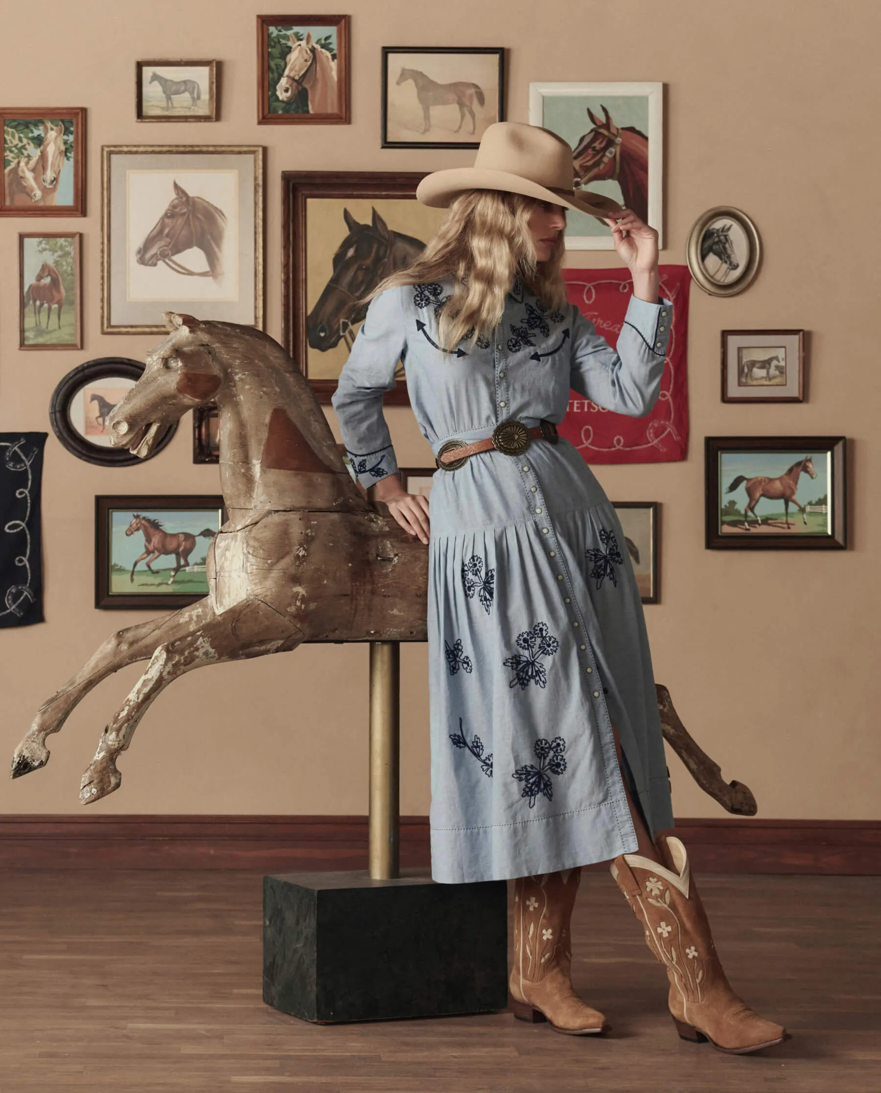 The Cowboy Boot (Suede Floral). -- Tan Floral sold by THE GREAT. product image thumbnail 2