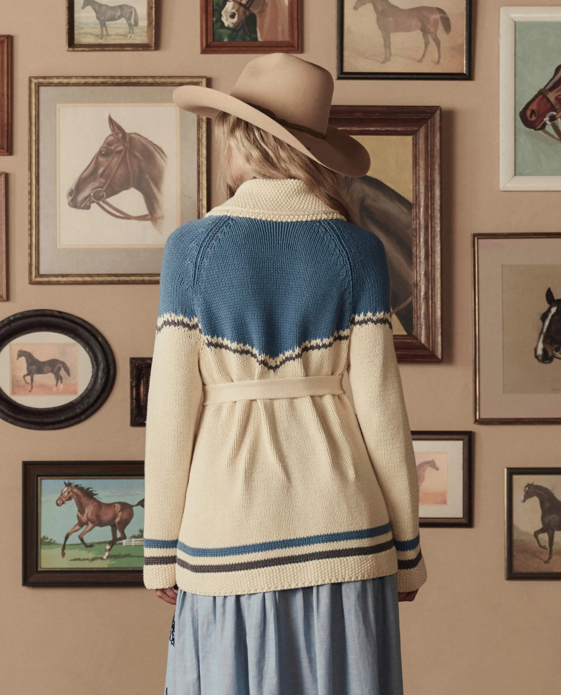 The Western Riding Cardigan Sweater. -- Robin Blue sold by THE GREAT. product image thumbnail 3