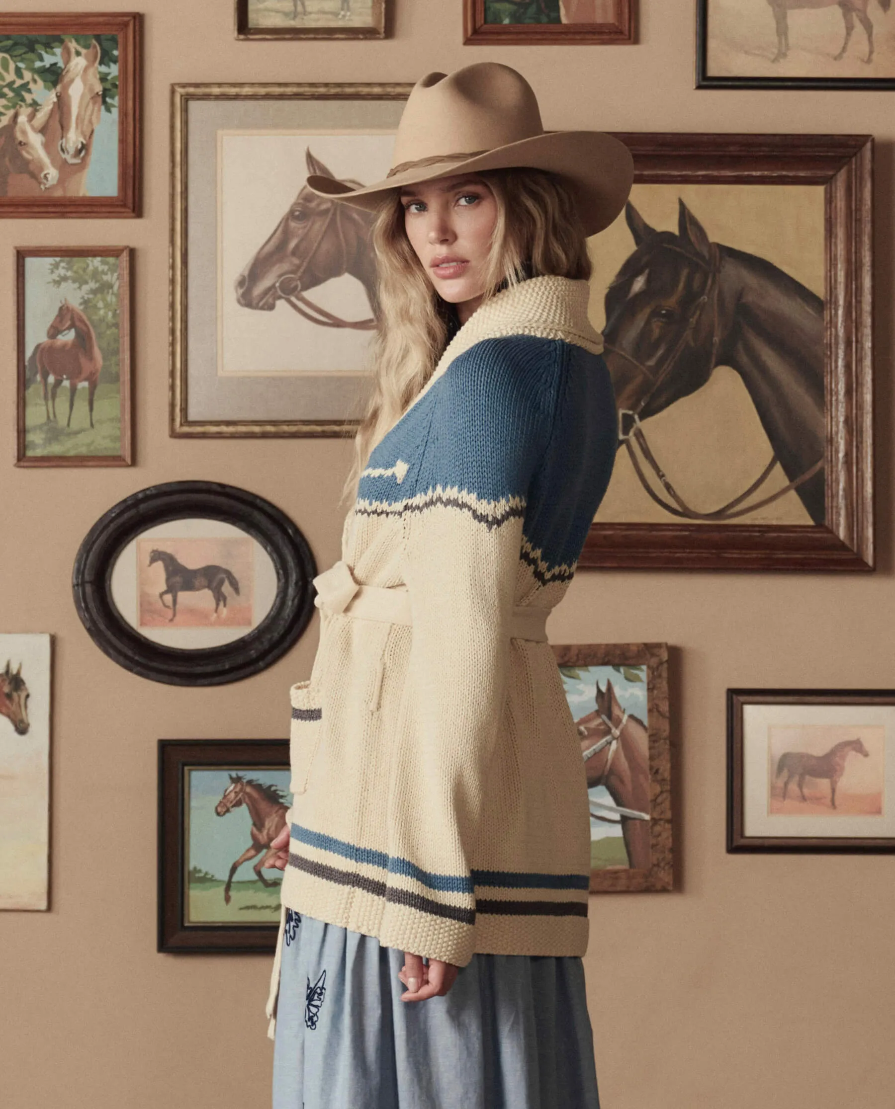 The Western Riding Cardigan Sweater. -- Robin Blue sold by THE GREAT. product image thumbnail 2