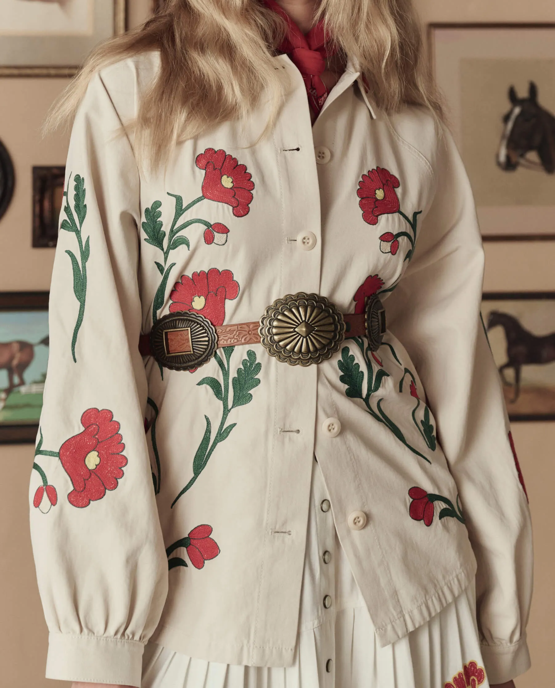 The Western Embroidered Commodore Jacket. -- Cream sold by THE GREAT. product image thumbnail 4