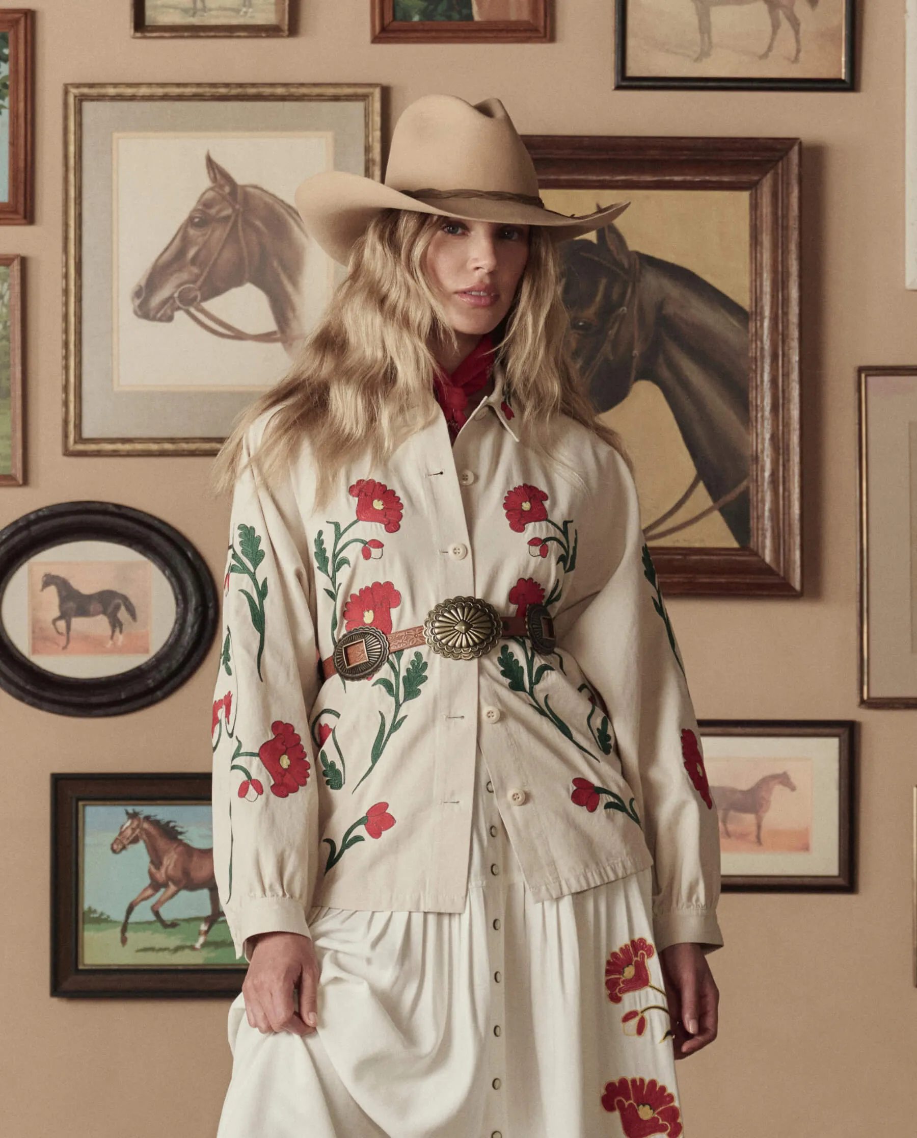 The Western Embroidered Commodore Jacket. -- Cream sold by THE GREAT.