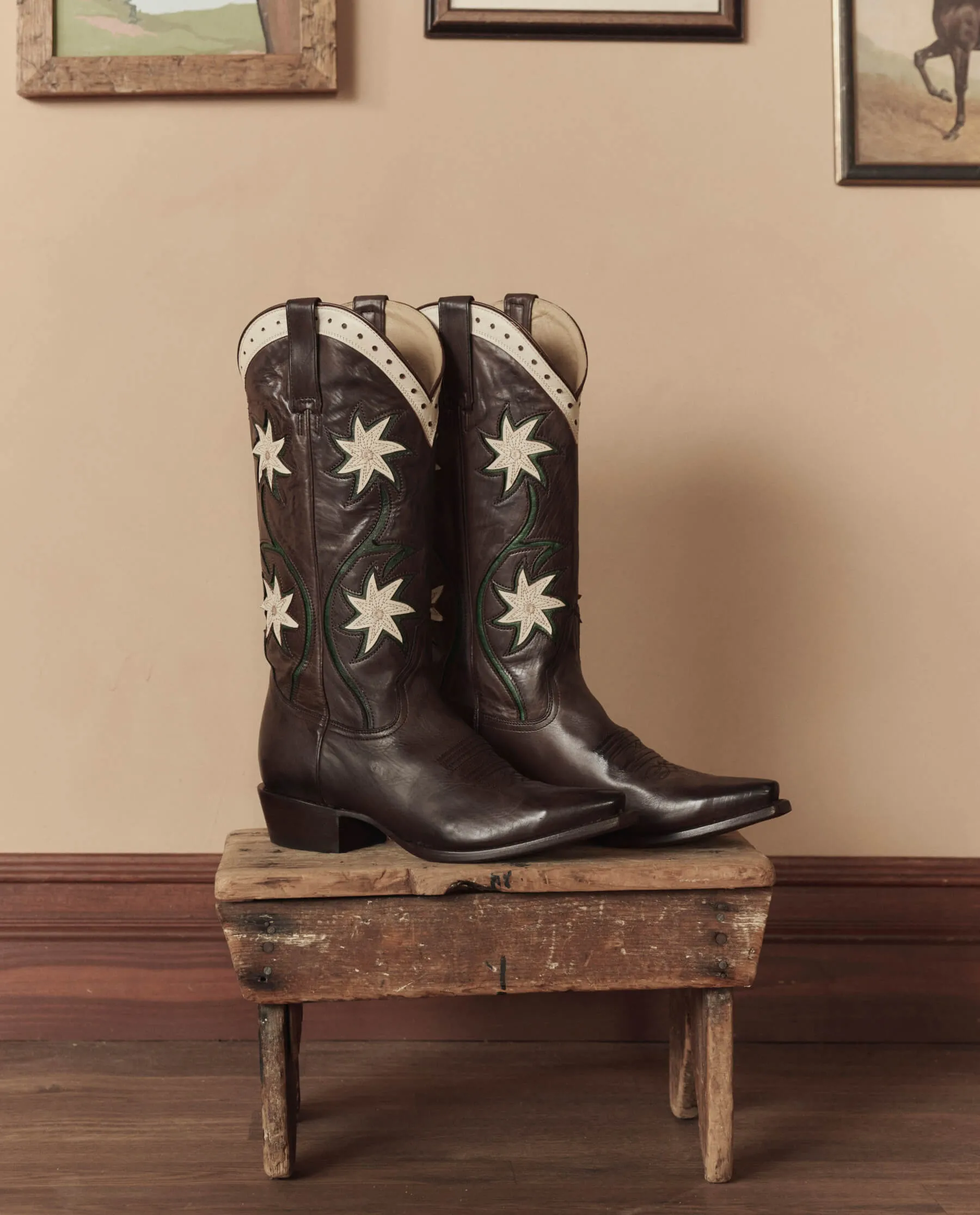 The Cowboy Boot (Leather Floral). -- Brown Floral sold by THE GREAT. product image thumbnail 3