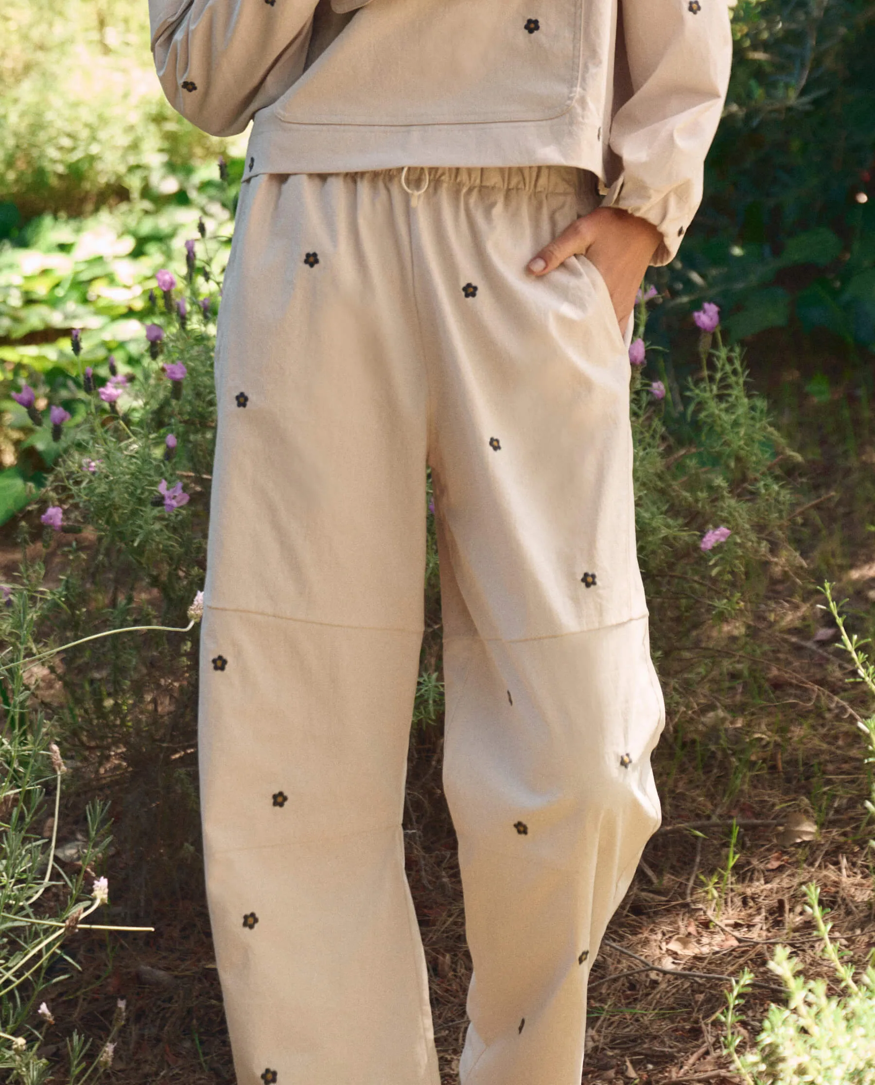 The Embroidered Outpost Pant. -- Cream With Black Daisies sold by THE GREAT. product image thumbnail 2