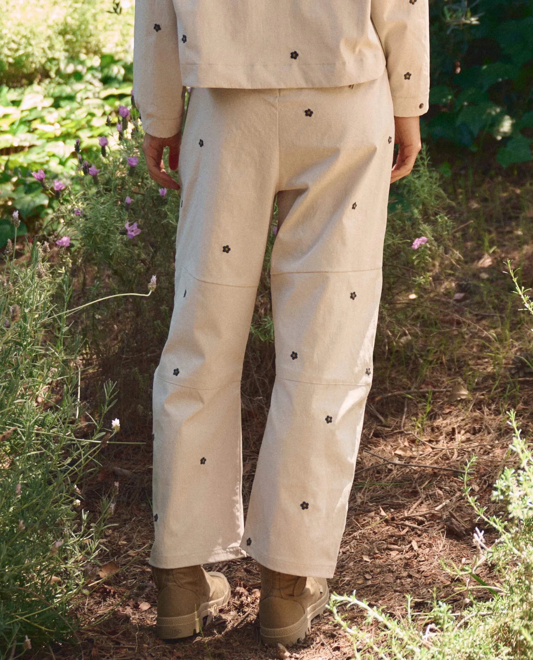 The Embroidered Outpost Pant. -- Cream With Black Daisies sold by THE GREAT. product image thumbnail 4