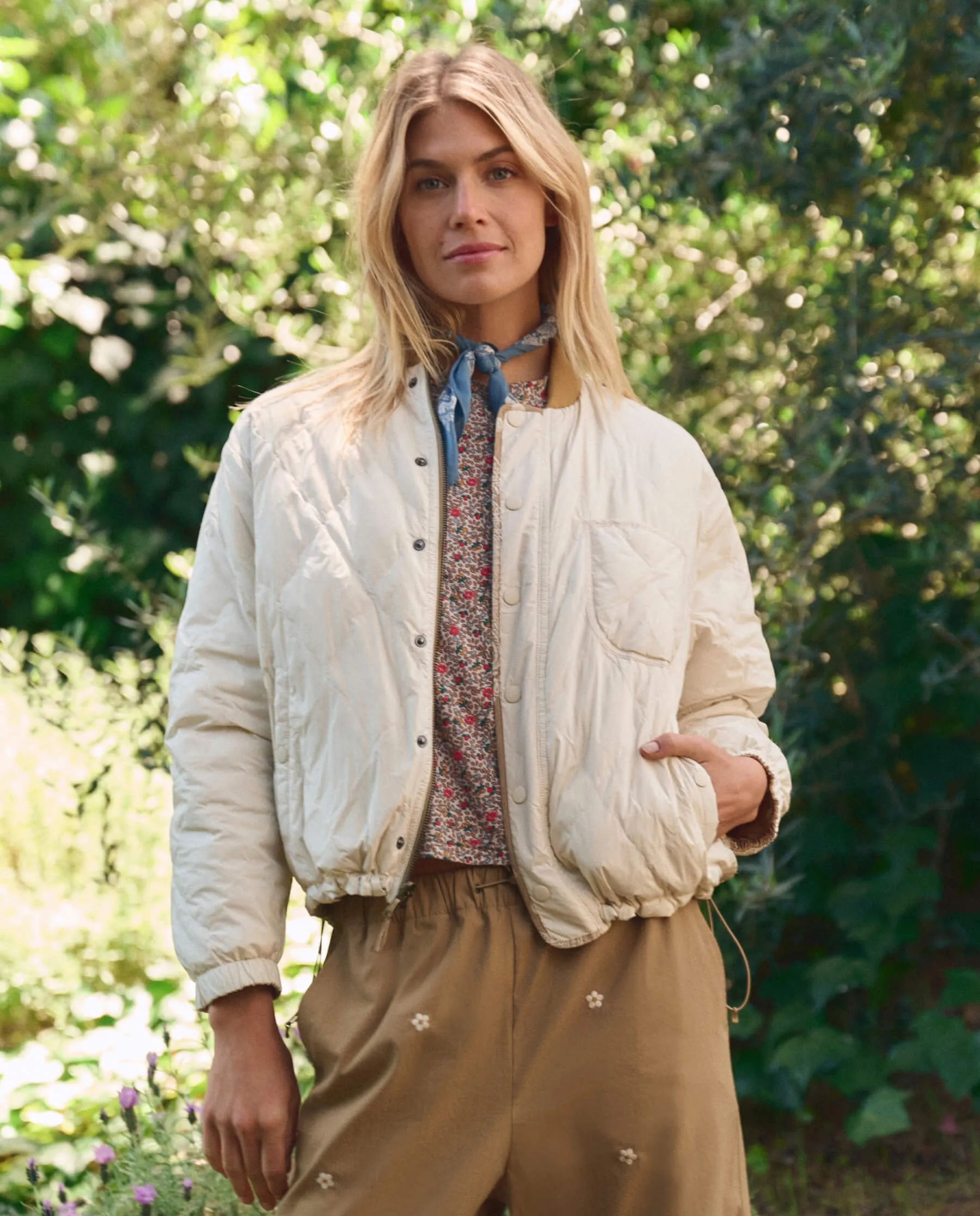 The Reversible Ultra Light Puffer. -- Khaki Bandana With Cream sold by THE GREAT. product image thumbnail 2