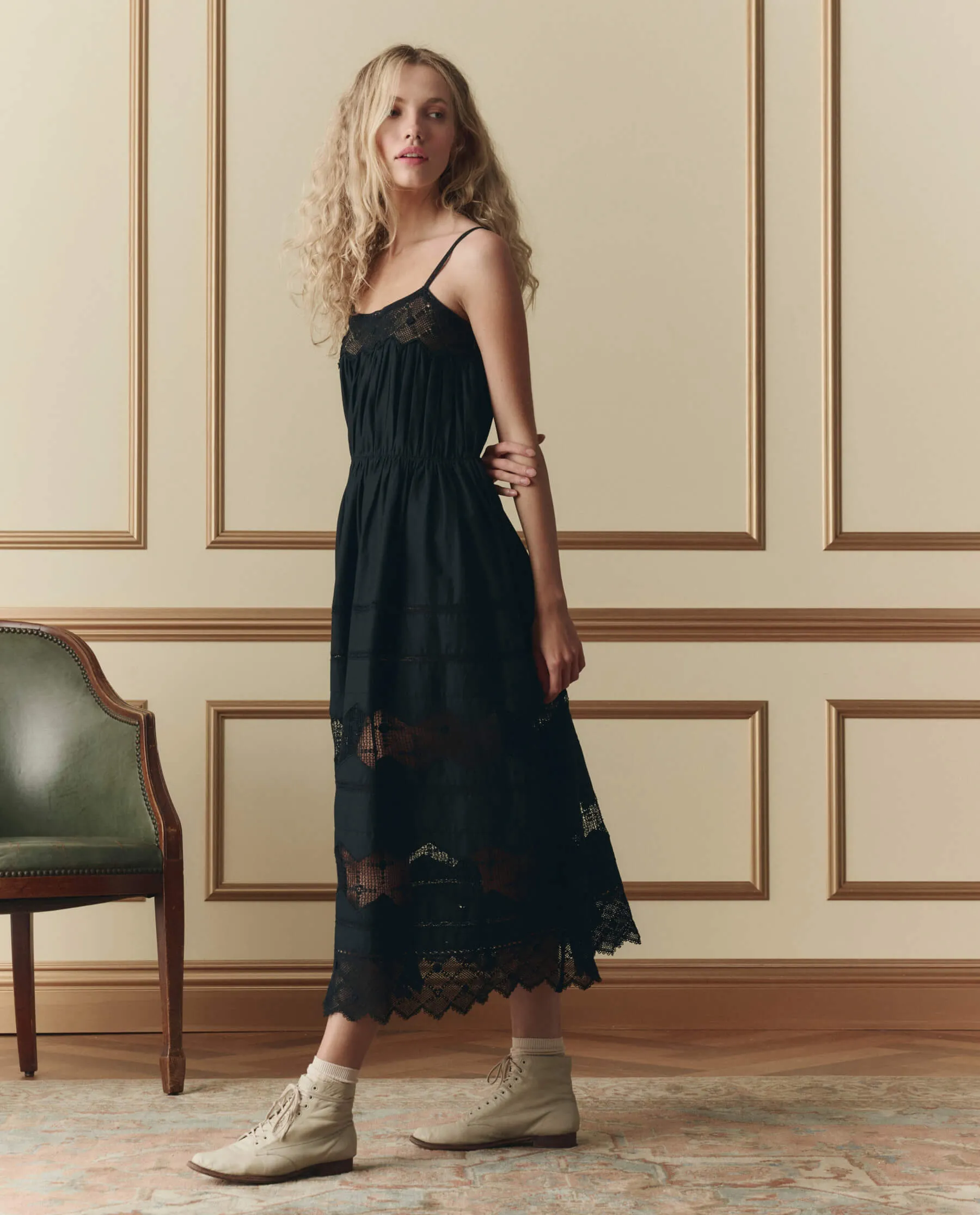 The Rosette Crochet Dress. -- Black sold by THE GREAT. product image thumbnail 2