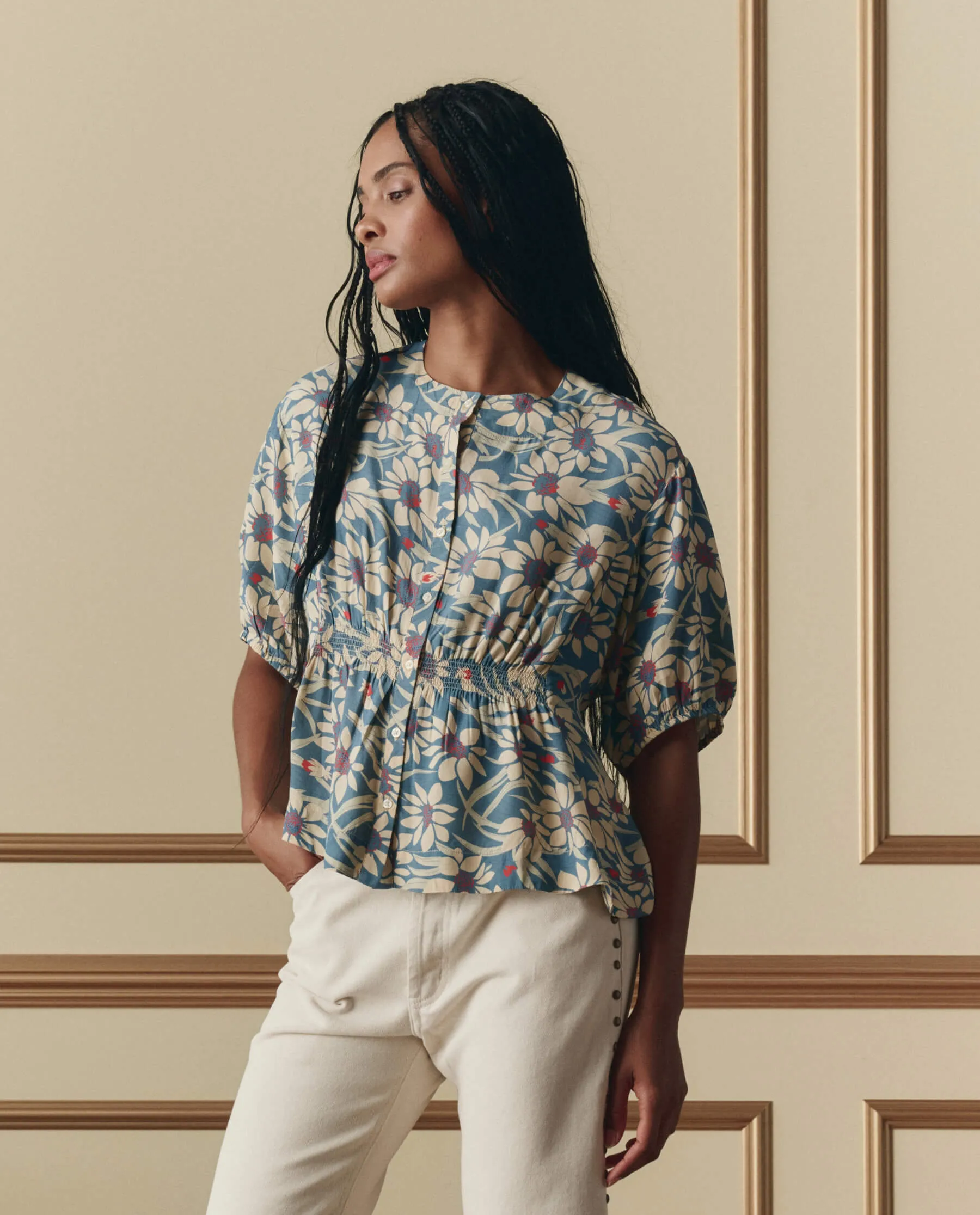 The Hayflower Top. -- Blue Scattered Bloom sold by THE GREAT. product image thumbnail 2