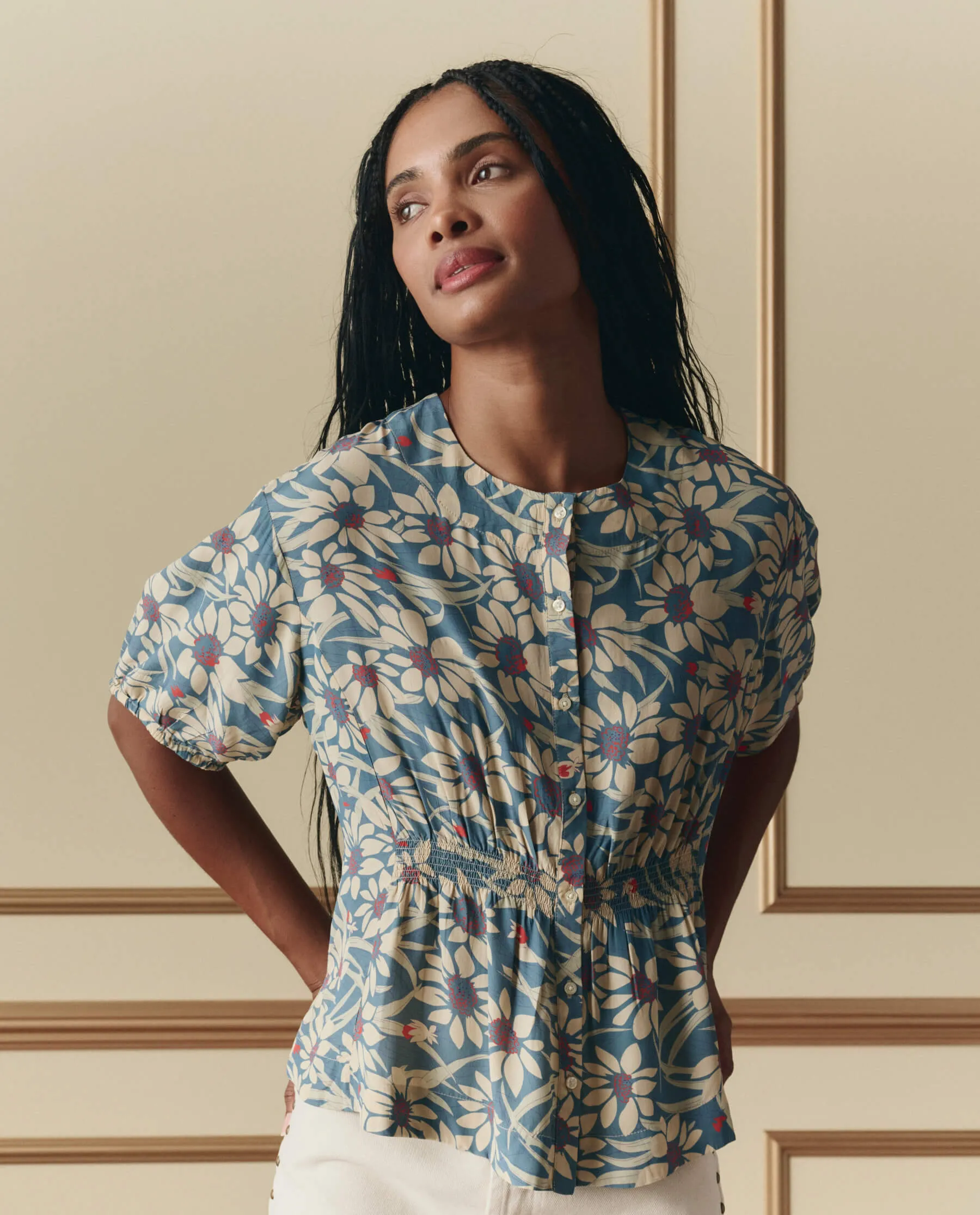 The Hayflower Top. -- Blue Scattered Bloom sold by THE GREAT.