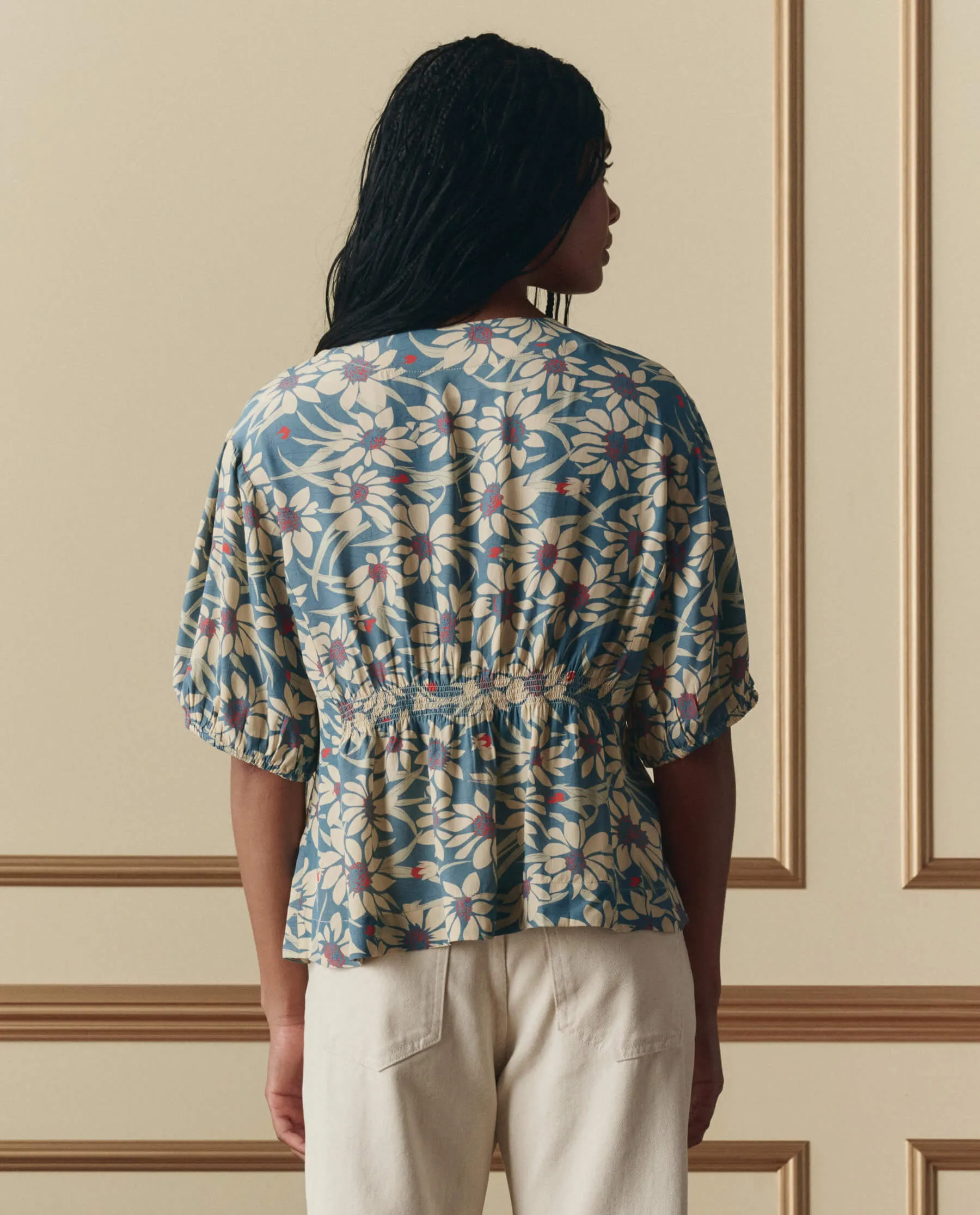 The Hayflower Top. -- Blue Scattered Bloom sold by THE GREAT. product image thumbnail 3