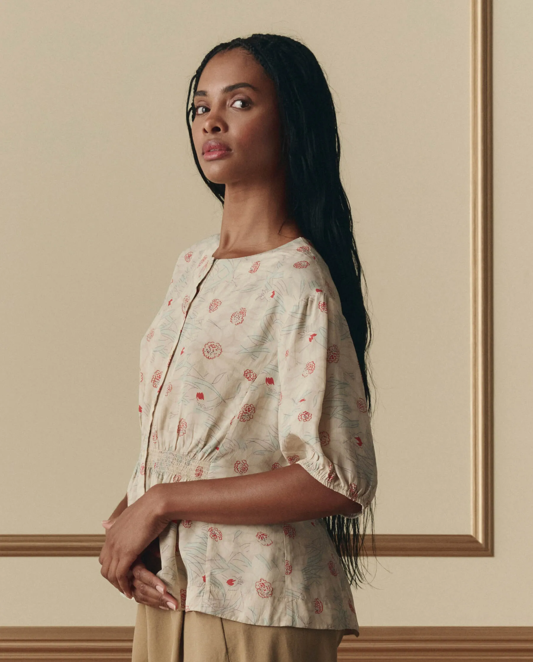 The Hayflower Top. -- Champagne Scattered Bloom sold by THE GREAT. product image thumbnail 2