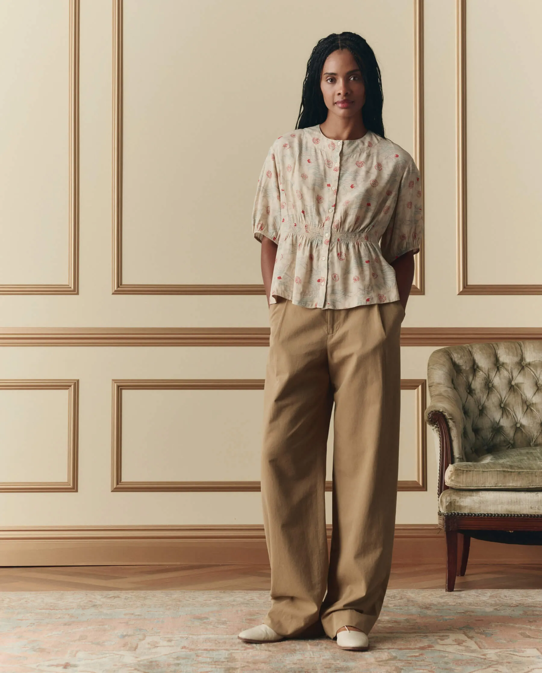 The Hayflower Top. -- Champagne Scattered Bloom sold by THE GREAT. product image thumbnail 4