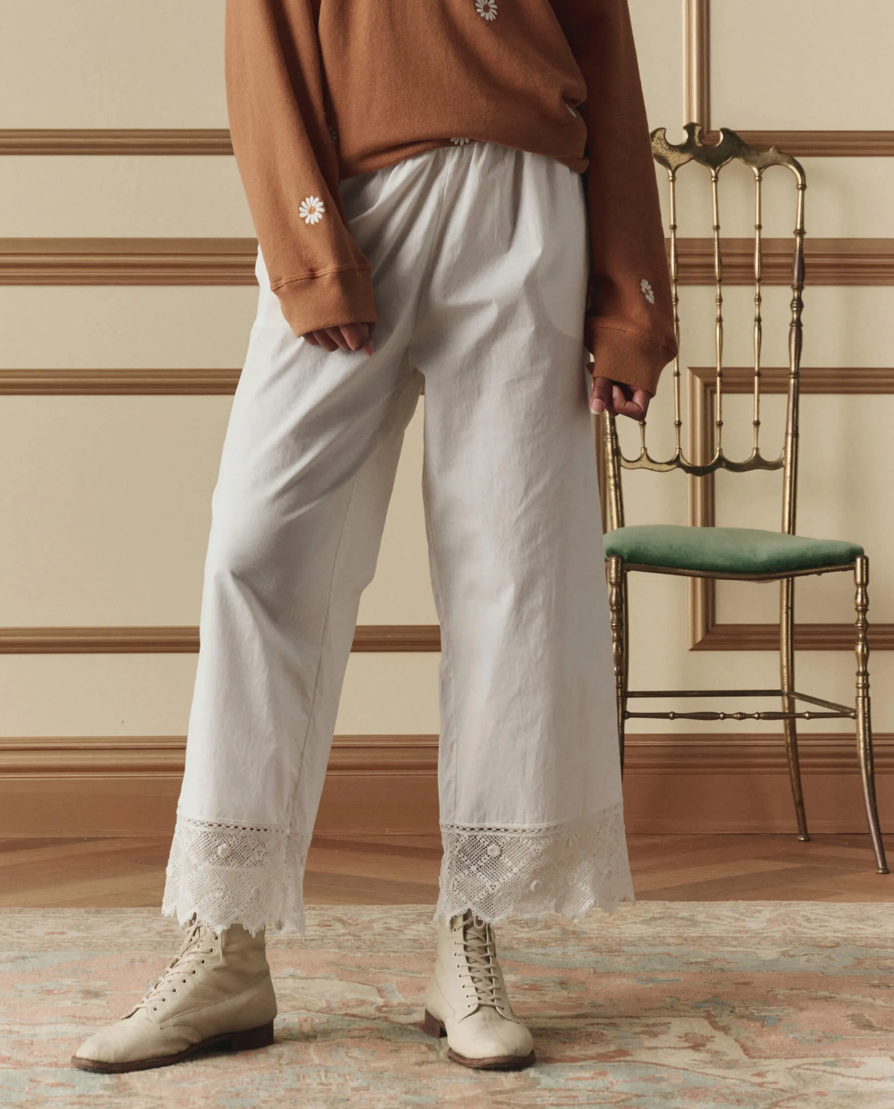 The Rosette Crochet Pant. -- Cream sold by THE GREAT. product image thumbnail 3