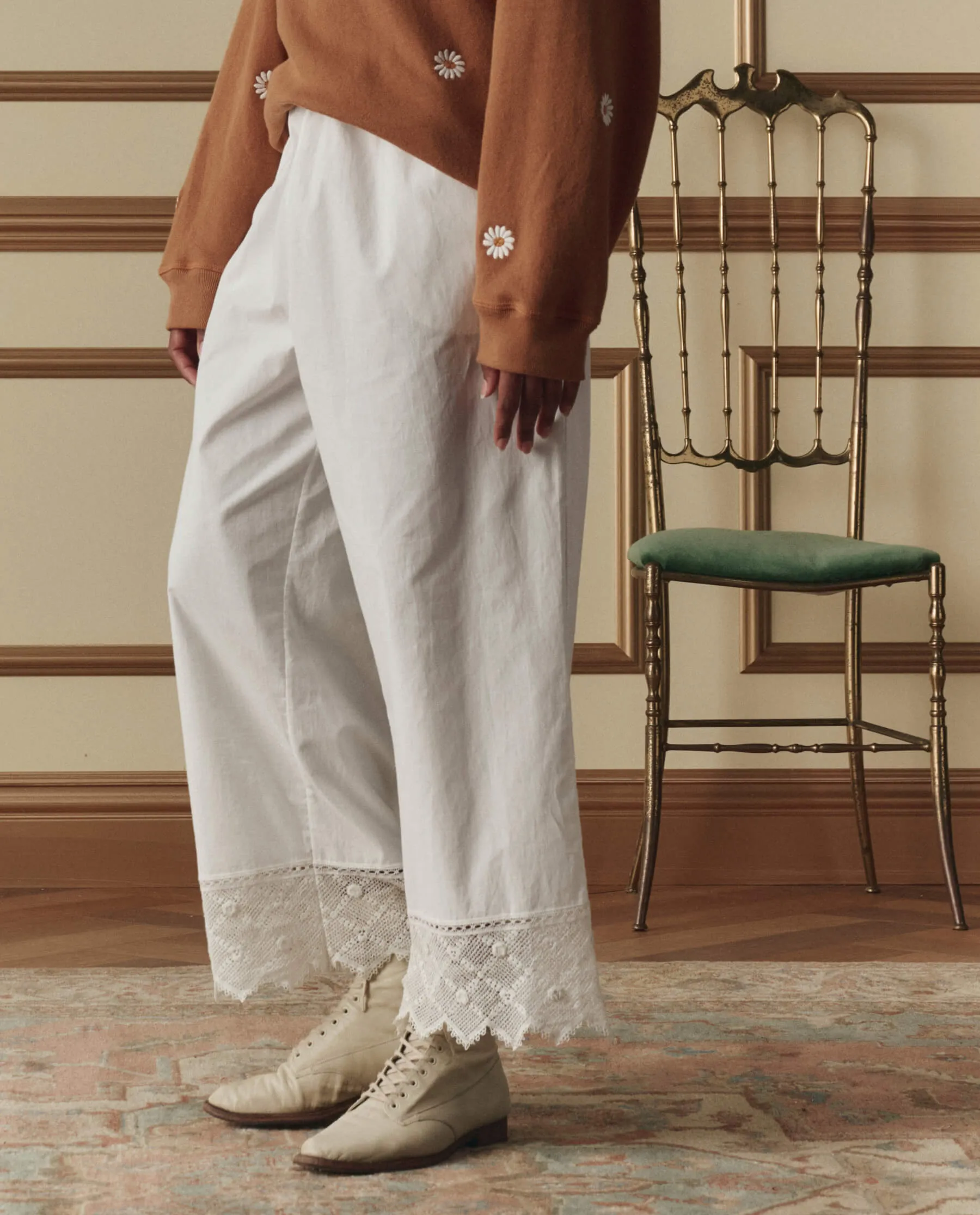 The Rosette Crochet Pant. -- Cream sold by THE GREAT. product image thumbnail 2