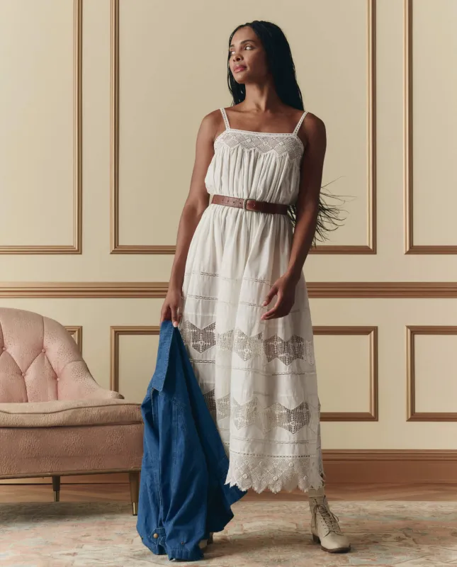 The Rosette Crochet Dress. -- Cream made by THE GREAT.