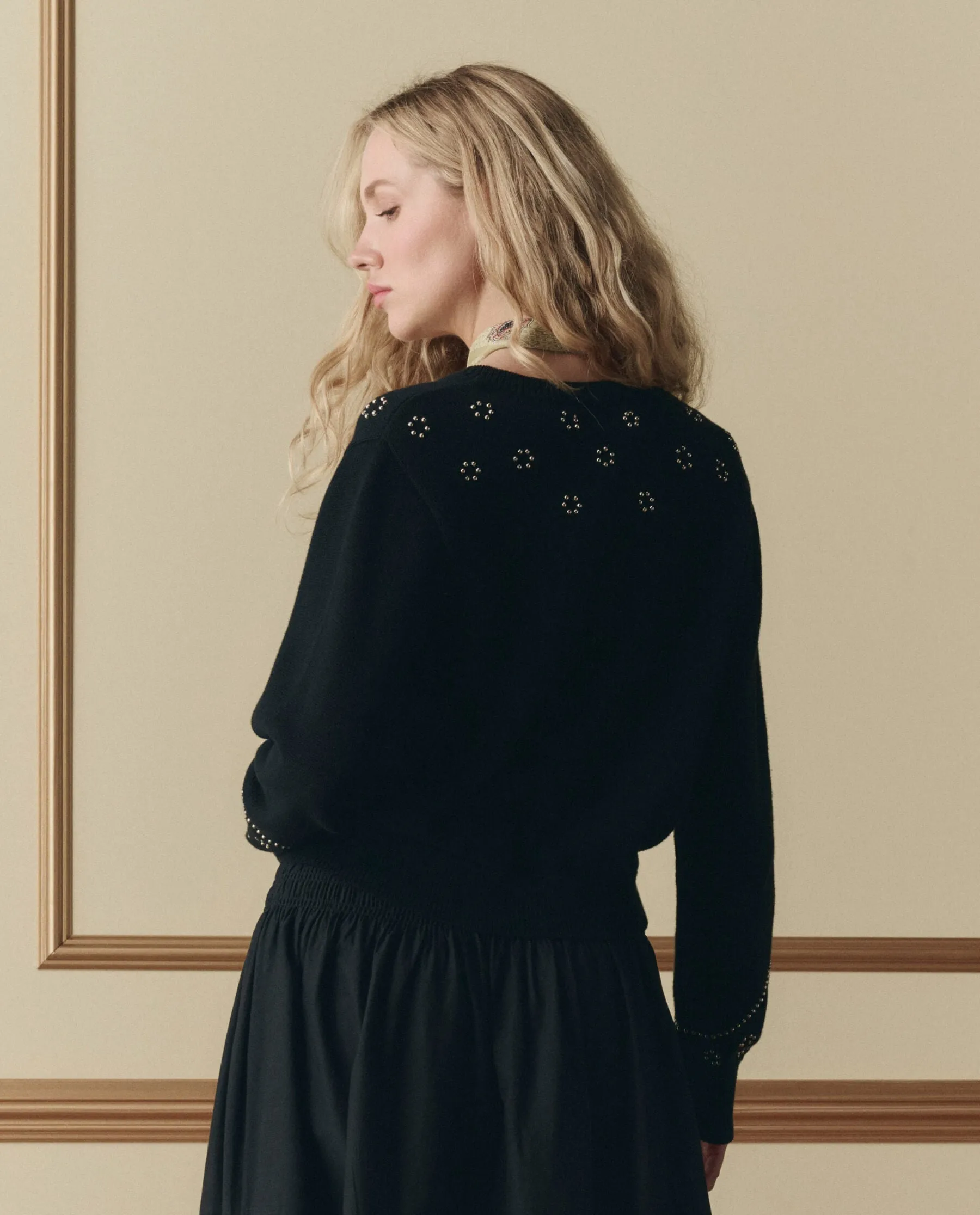 The Studded Cardigan. -- Black sold by THE GREAT. product image thumbnail 4