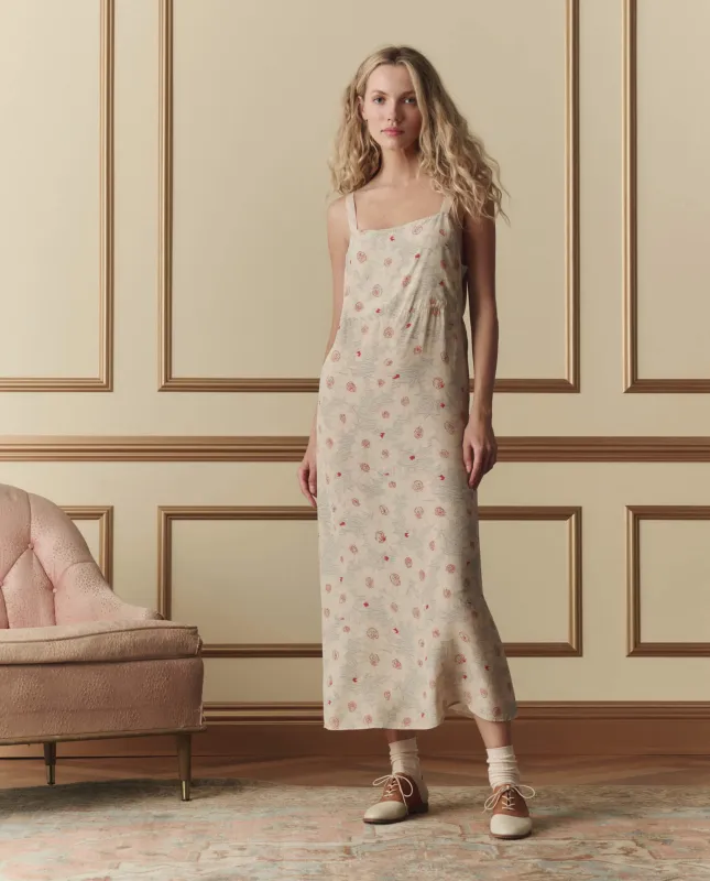 The Sunroom Slip Dress. -- Champagne Scattered Bloom made by THE GREAT.