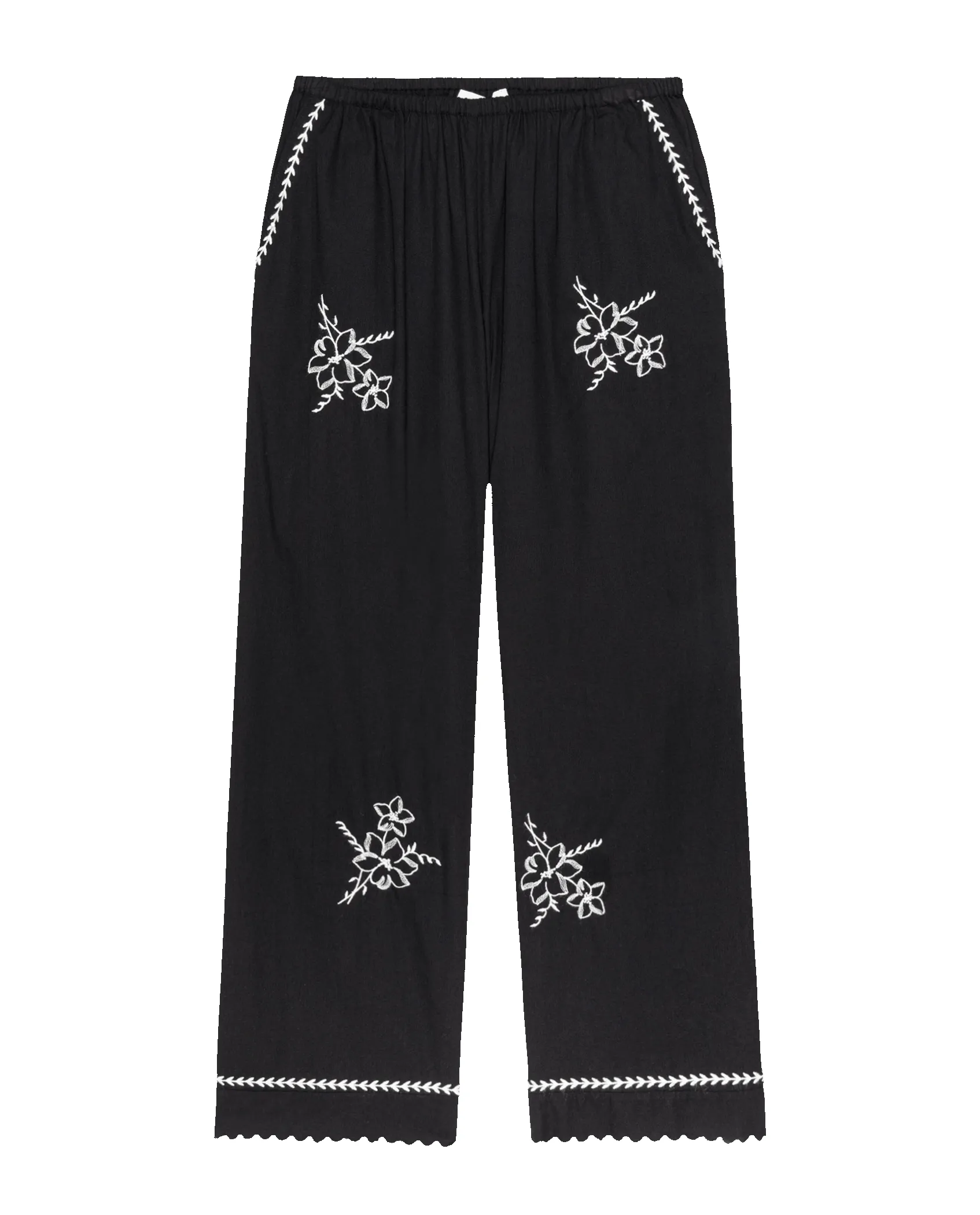 The Weekend Pant W/ Hanky Embroidery. -- Black sold by THE GREAT. product image thumbnail 5