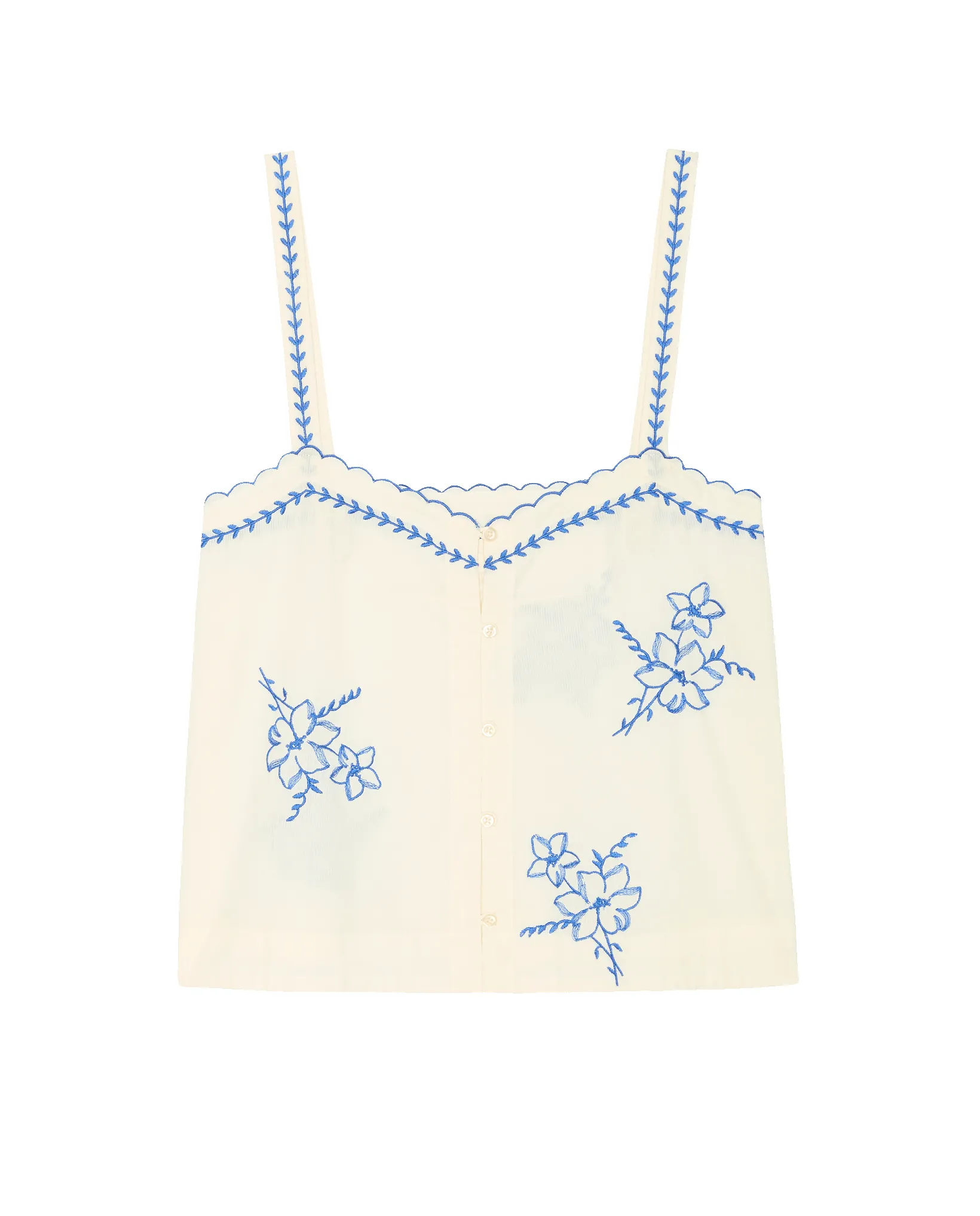 The Weekend Tank W/ Hanky Embroidery. -- Cream sold by THE GREAT. product image thumbnail 5