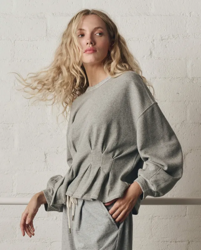 The Slouchy Corset Sweatshirt. -- Varsity Grey made by THE GREAT.