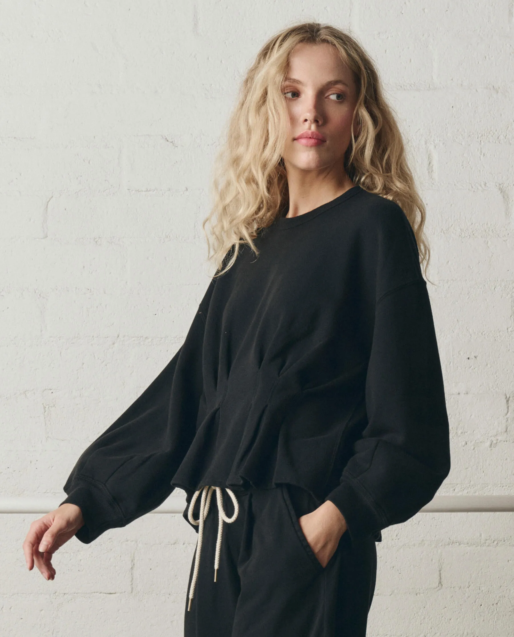 The Slouchy Corset Sweatshirt. -- True Black sold by THE GREAT. product image thumbnail 3