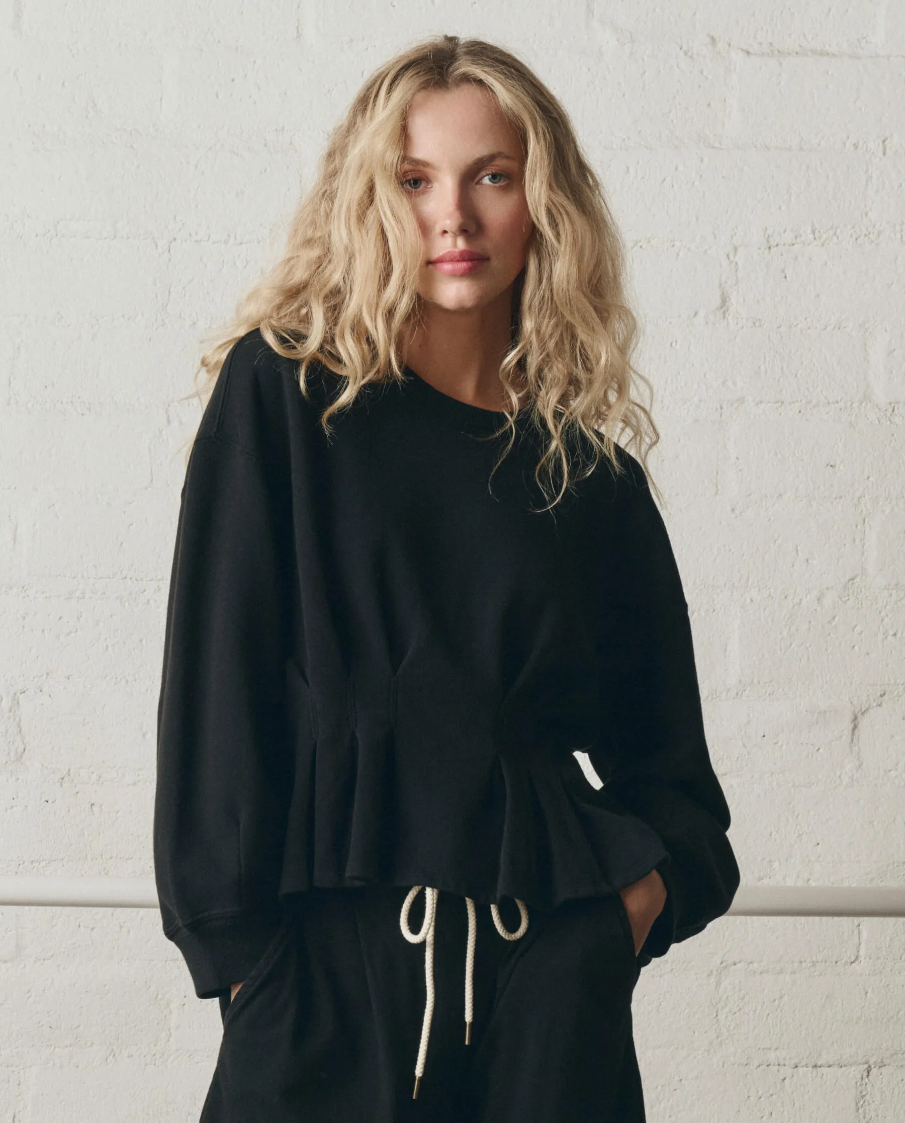 The Slouchy Corset Sweatshirt. -- True Black sold by THE GREAT. product image thumbnail 2