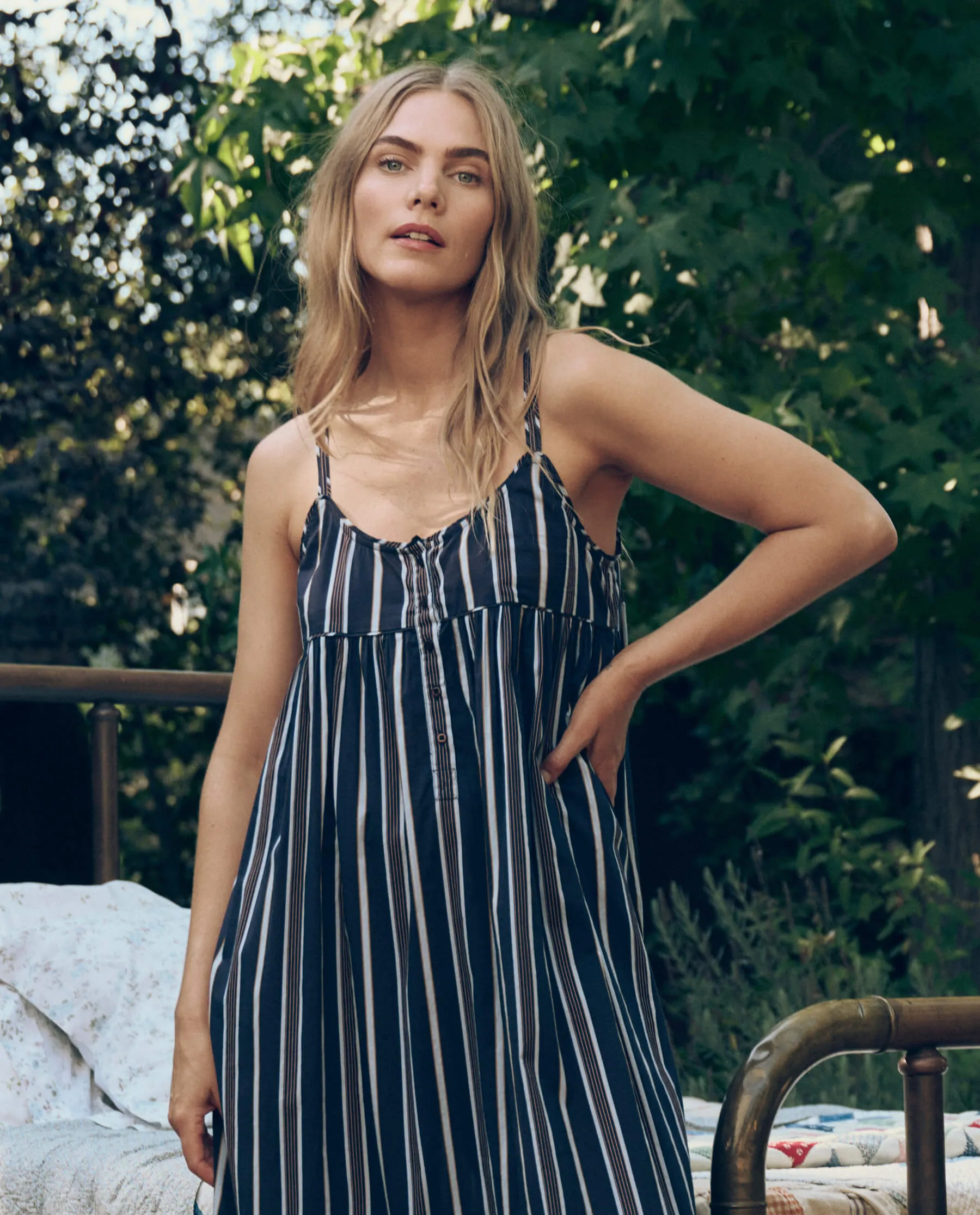 The Ruffle Tank Night Dress. -- Coastline Stripe sold by THE GREAT. product image thumbnail 2