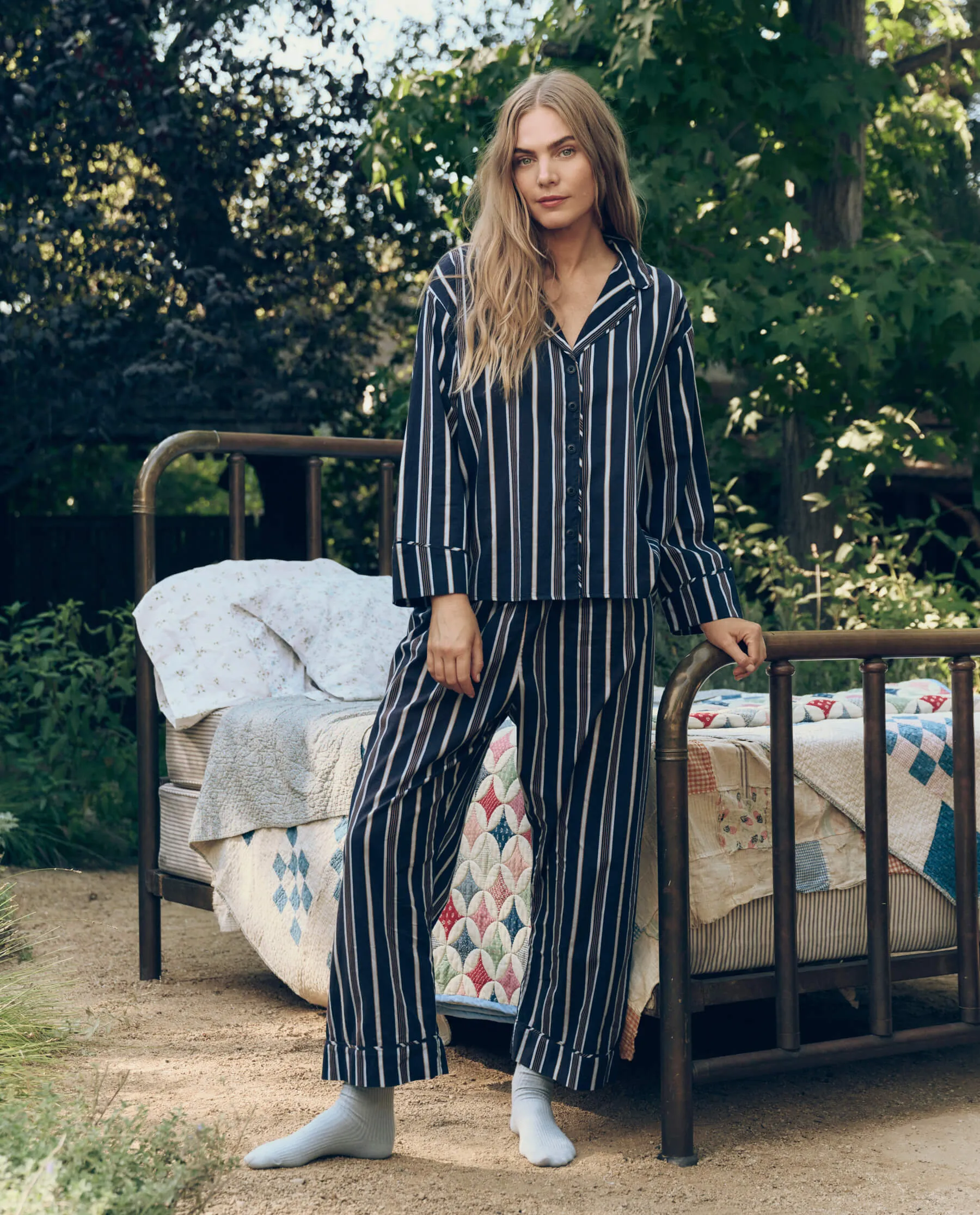 The Easy Sleep Pant. -- Coastline Stripe sold by THE GREAT. product image thumbnail 4