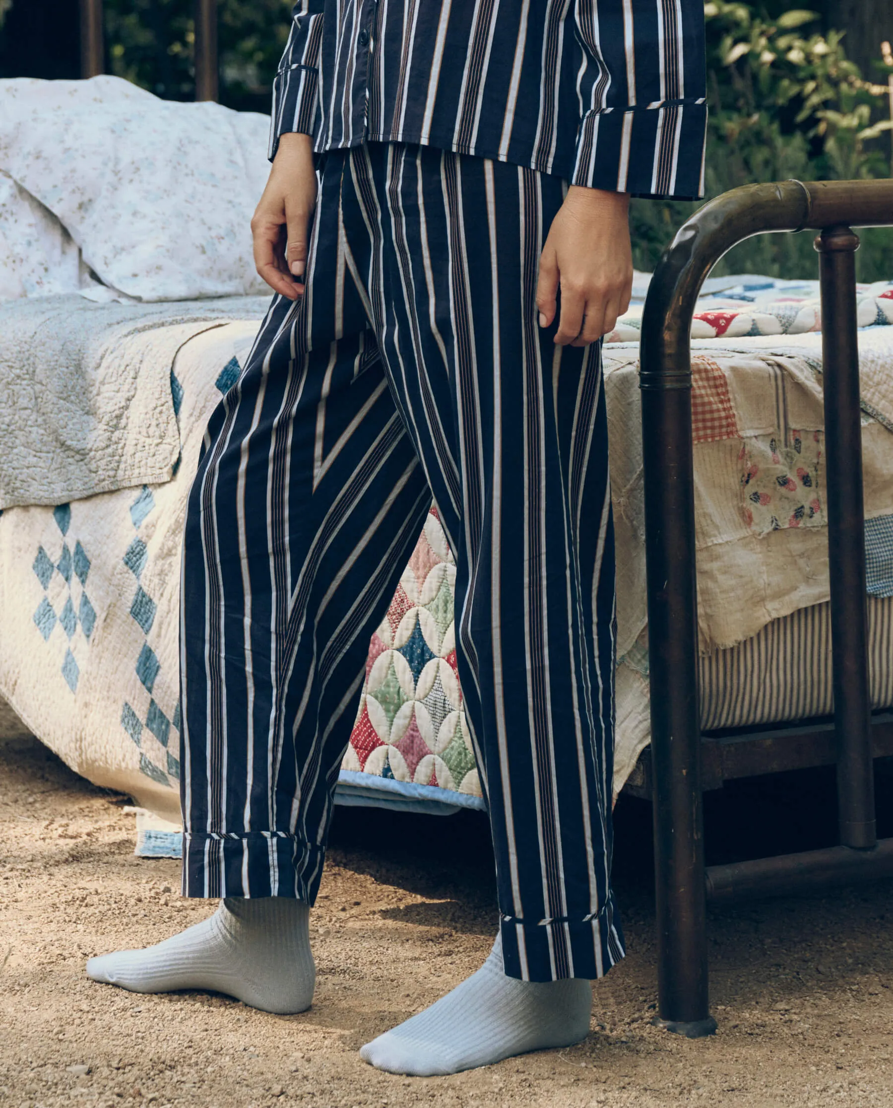 The Easy Sleep Pant. -- Coastline Stripe sold by THE GREAT. product image thumbnail 2