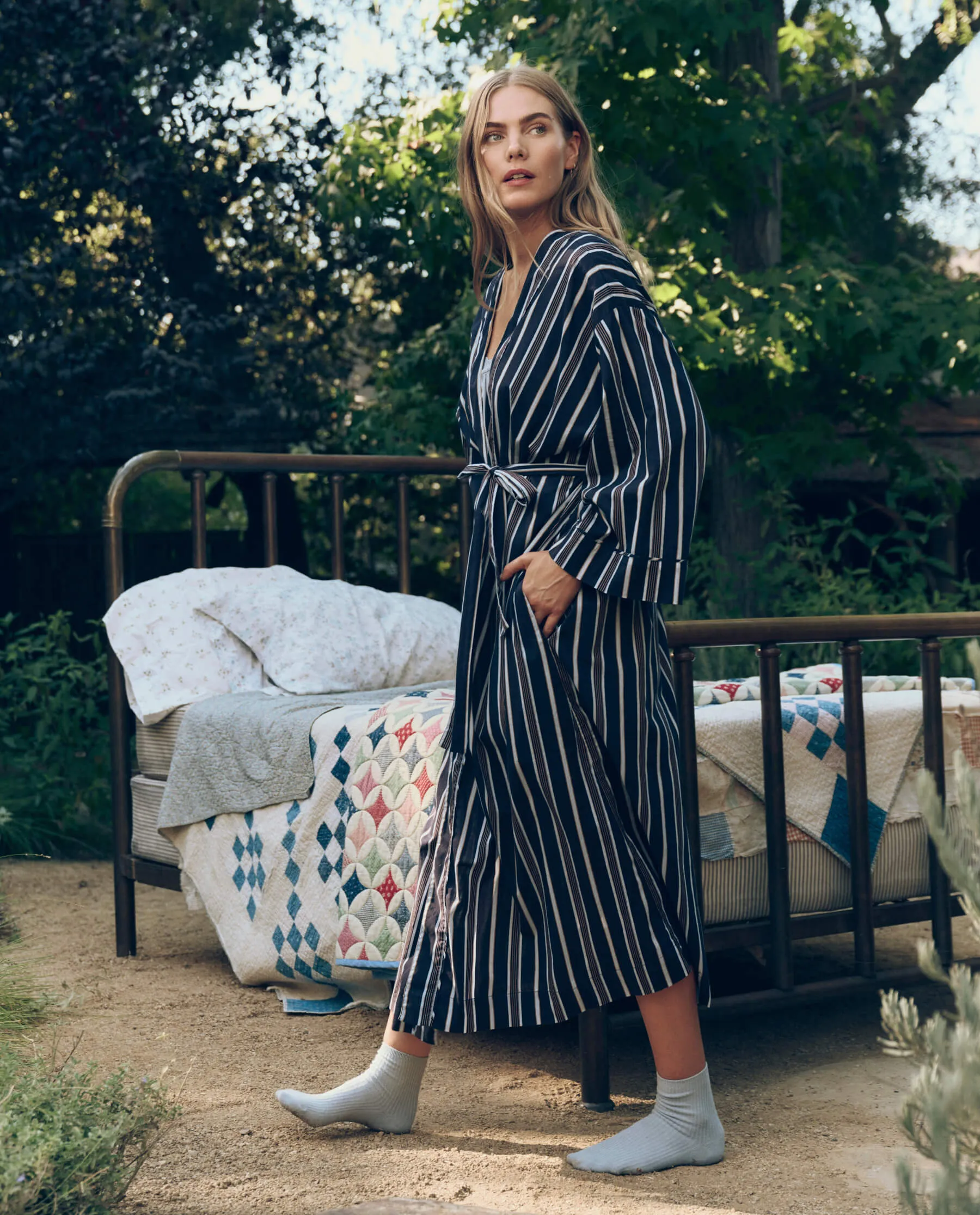 The Robe. -- Coastline Stripe sold by THE GREAT. product image thumbnail 3