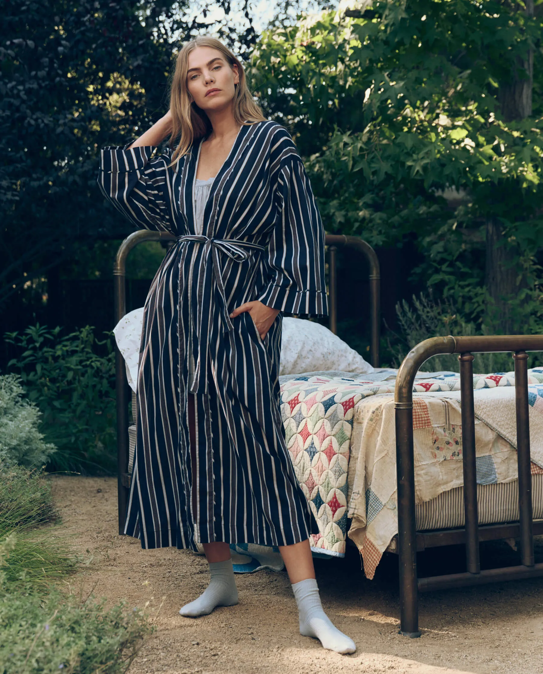 The Robe. -- Coastline Stripe sold by THE GREAT. product image thumbnail 2