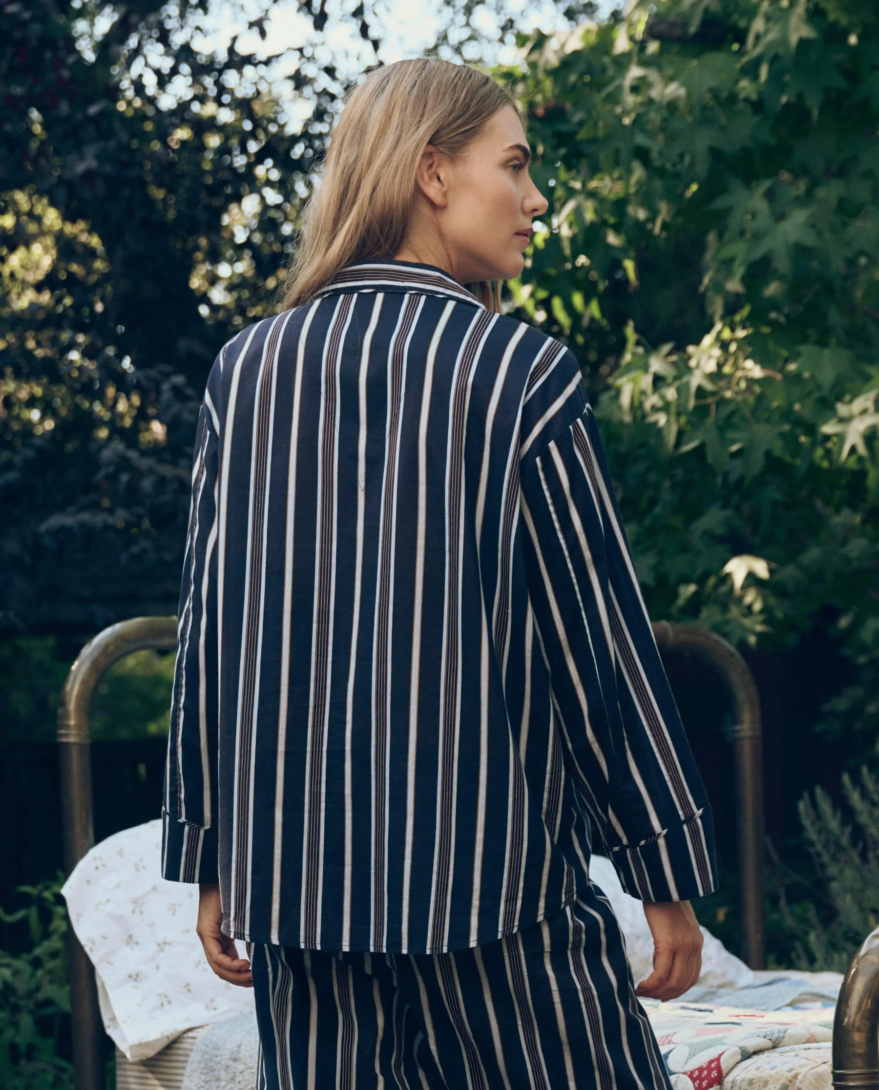 The Pajama Shirt. -- Coastline Stripe sold by THE GREAT. product image thumbnail 3