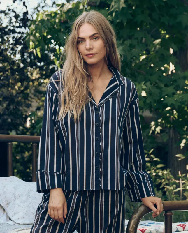 The Pajama Shirt. -- Coastline Stripe made by THE GREAT.