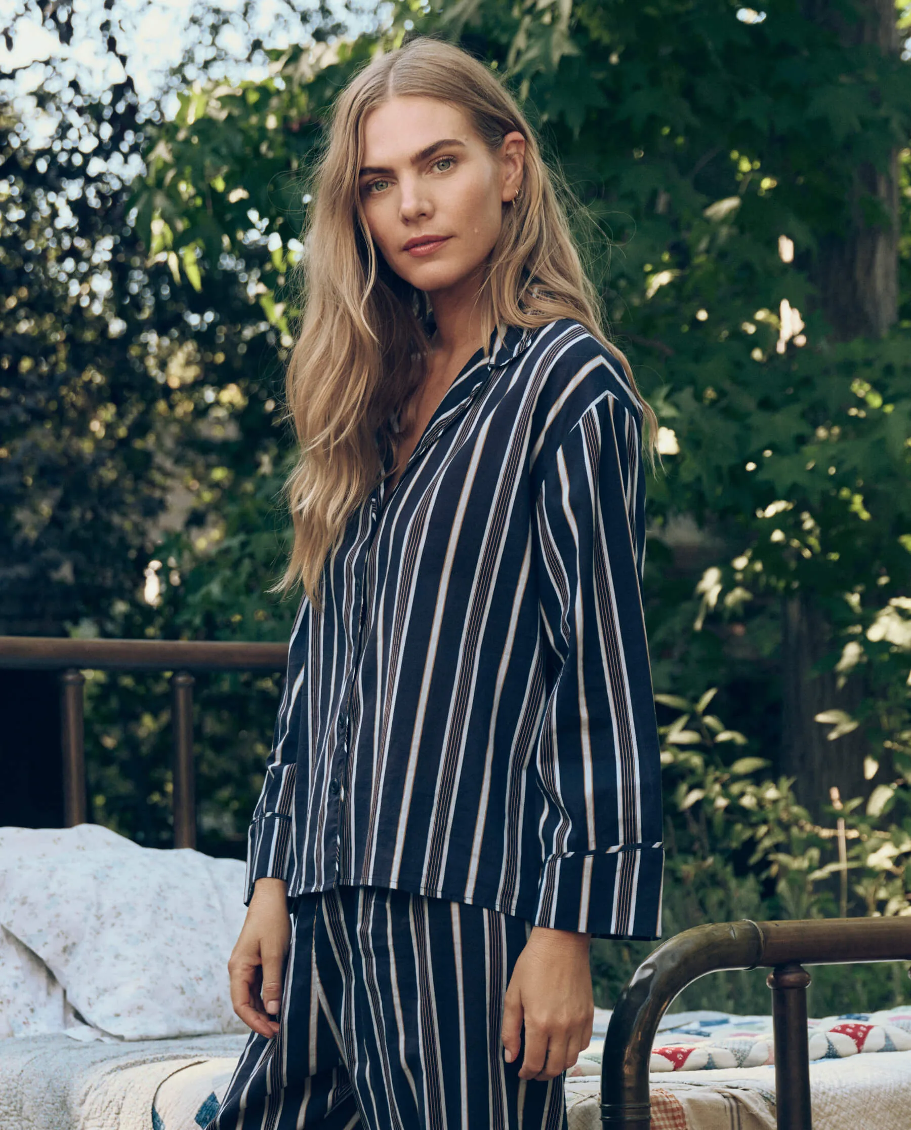 The Pajama Shirt. -- Coastline Stripe sold by THE GREAT. product image thumbnail 2