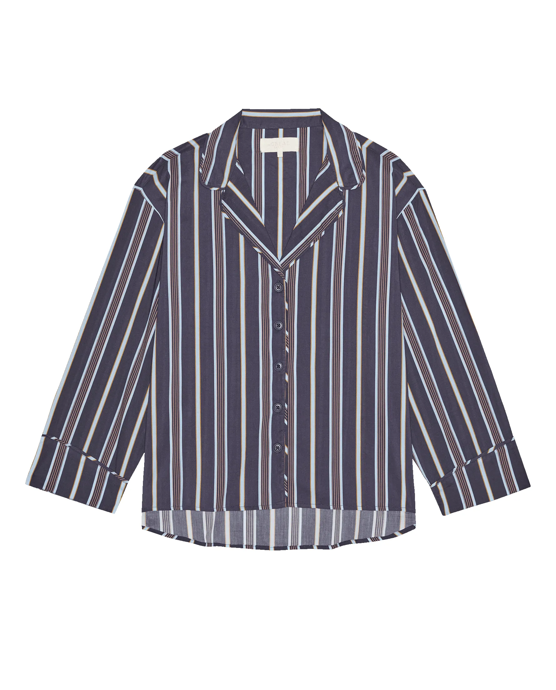 The Pajama Shirt. -- Coastline Stripe sold by THE GREAT. product image thumbnail 5