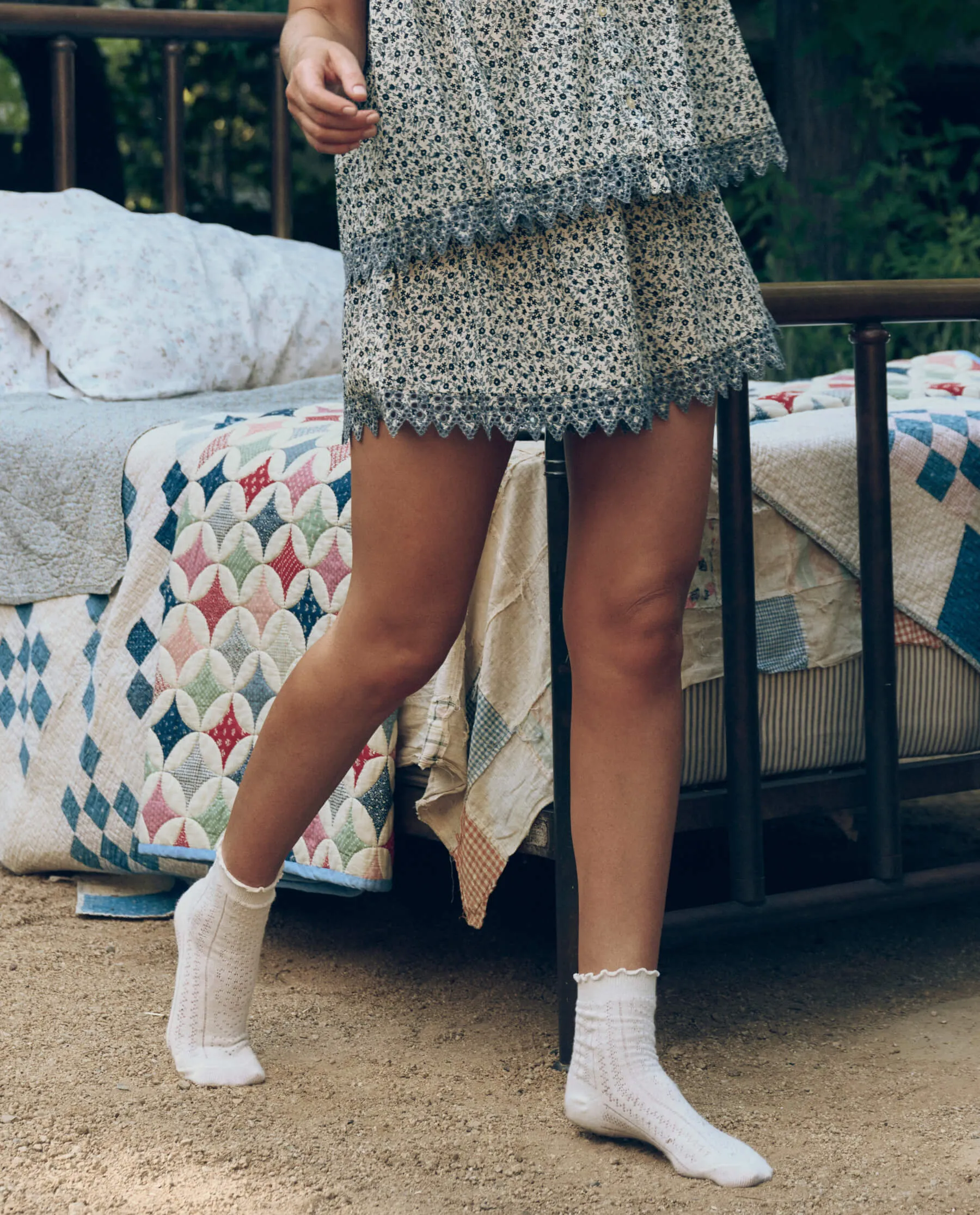 The Smocked Eyelet Short. -- Bluebell Ditsy sold by THE GREAT. product image thumbnail 2
