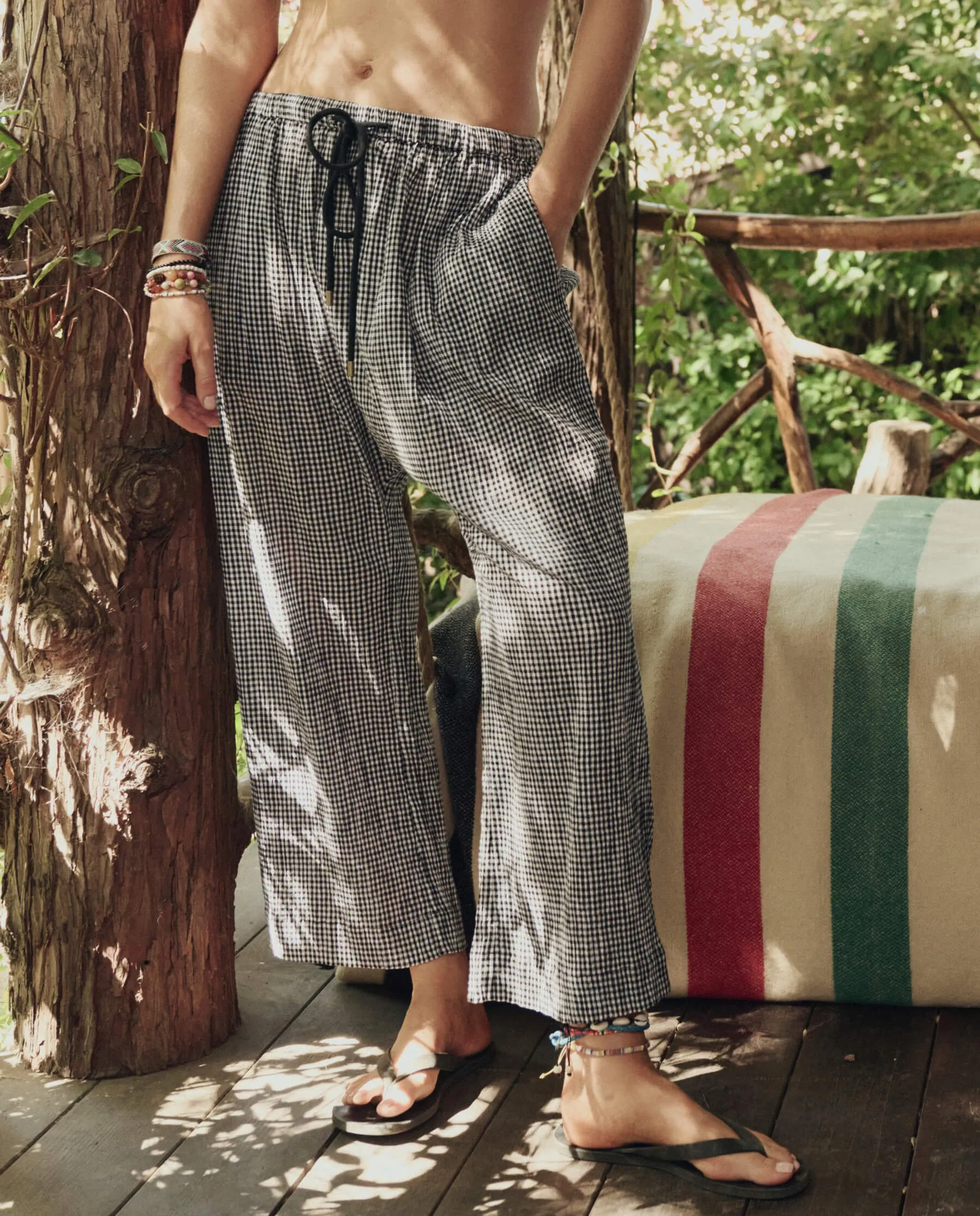 The Reef Pant. -- Black And Cream Check sold by THE GREAT. product image thumbnail 4