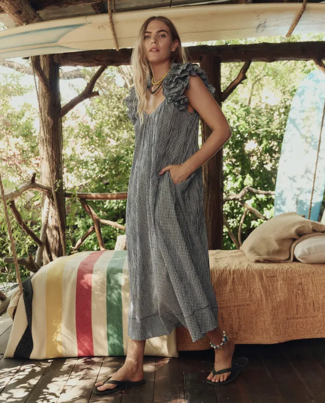 The Ruffle Coverup. -- Black And Cream Check made by THE GREAT.