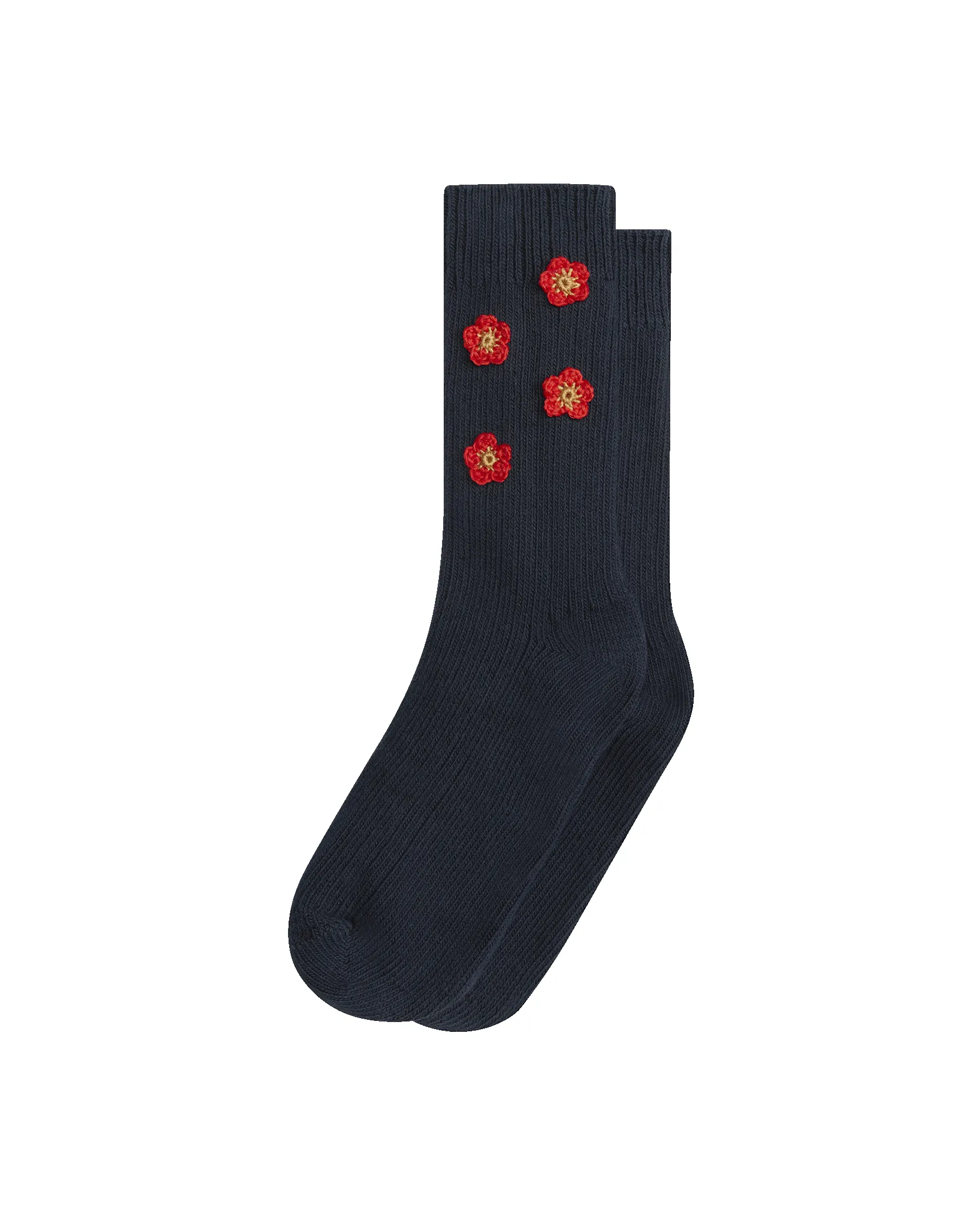 The Crochet Flower Sock (4 Flowers). -- Navy sold by THE GREAT. product image thumbnail 3
