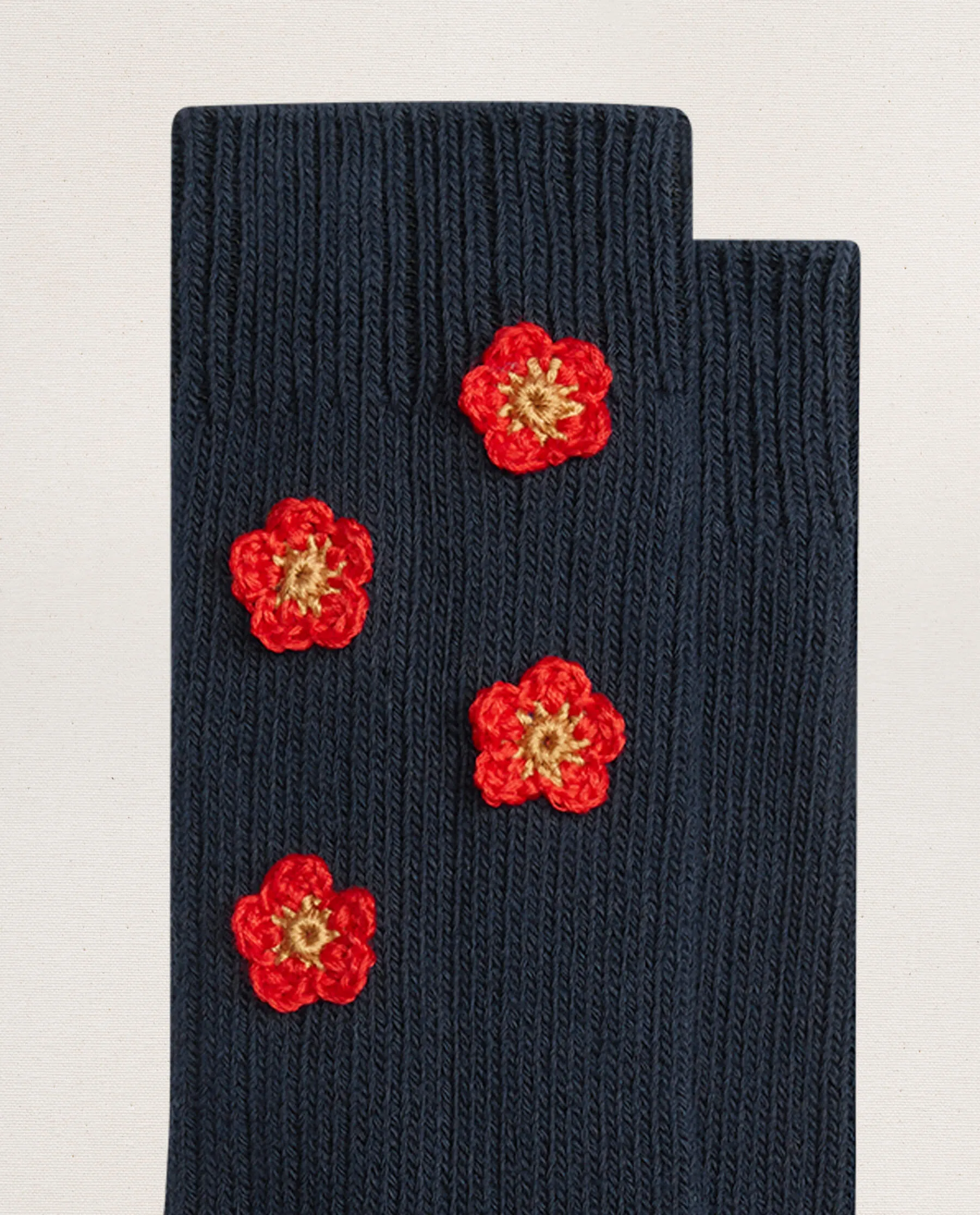 The Crochet Flower Sock (4 Flowers). -- Navy sold by THE GREAT. product image thumbnail 2