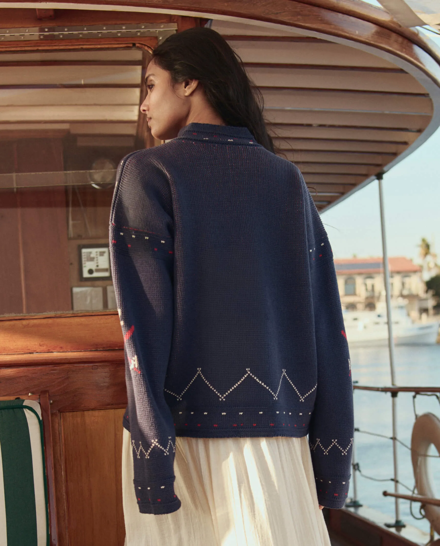 The Fisherman Laceup Pullover. -- Navy sold by THE GREAT. product image thumbnail 3