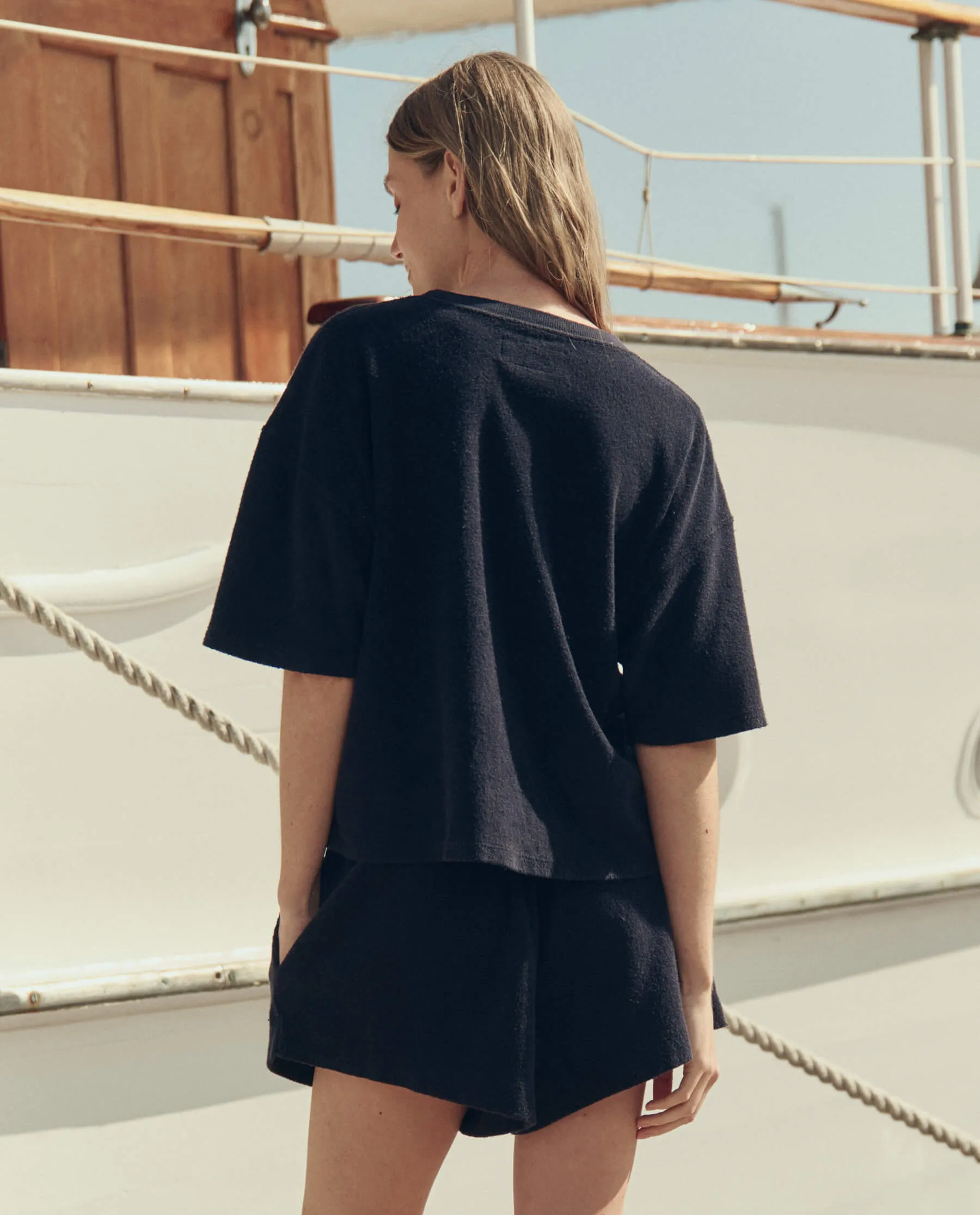 The Micro Terry Track Crew. -- Navy sold by THE GREAT. product image thumbnail 5
